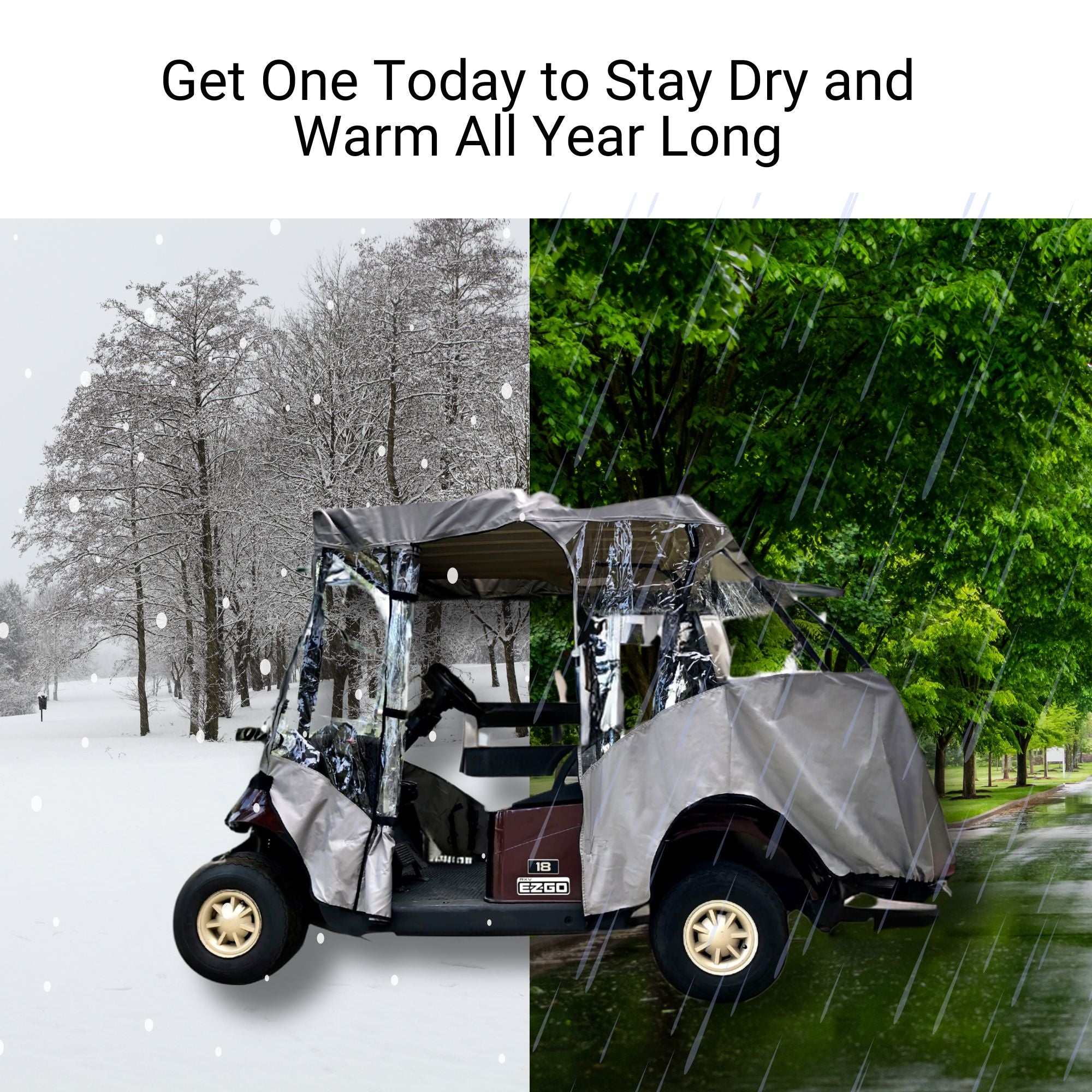 2+2 Passenger 3 Sided Golf Cart Enclosure Short Roof 58"L Cover Open Front - Grey - Image 7