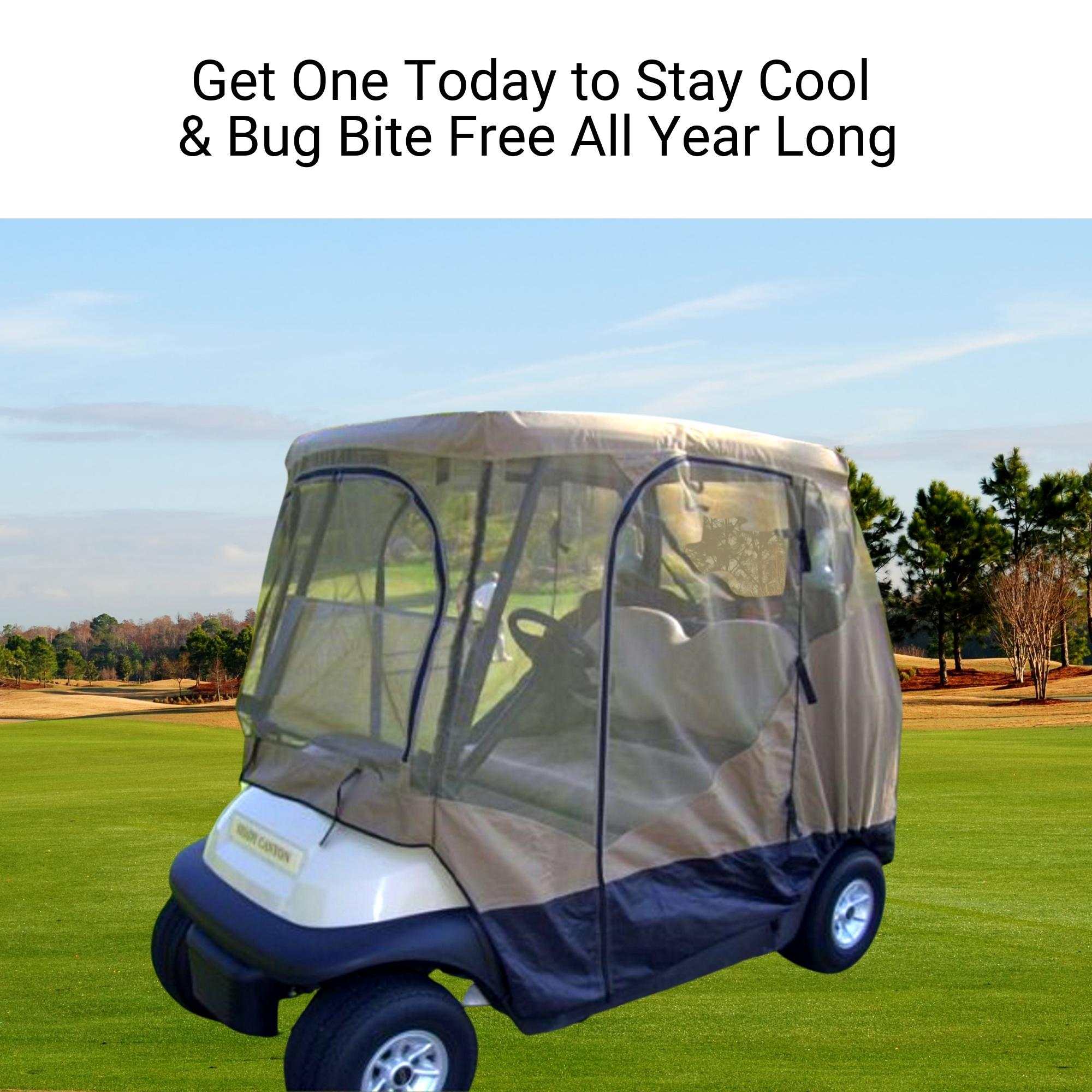 2 Passenger Golf Cart Mesh Driving Enclosure Cover with Mosquito Netting - Image 7