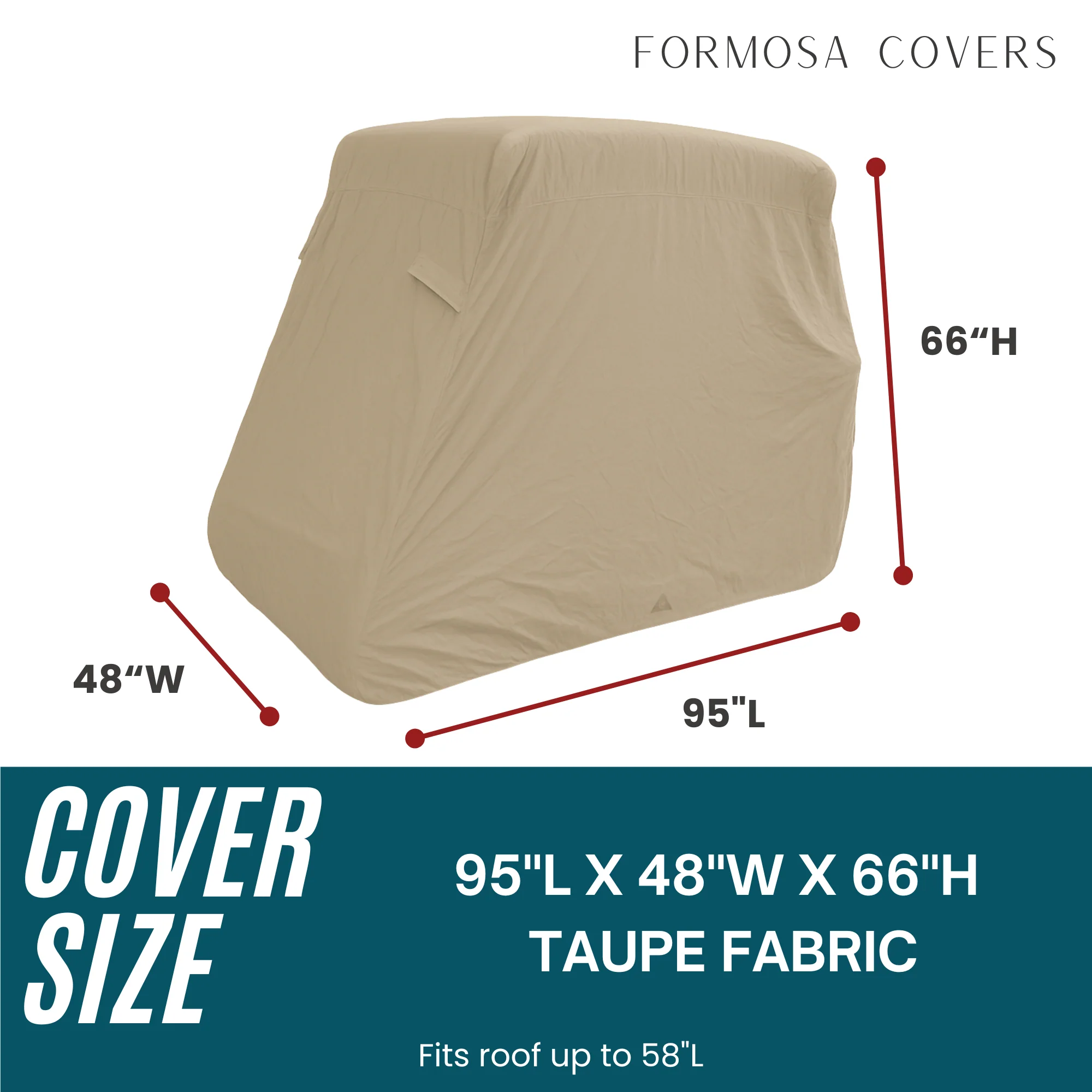 2 Passenger Golf Cart Storage Cover Taupe - Image 2