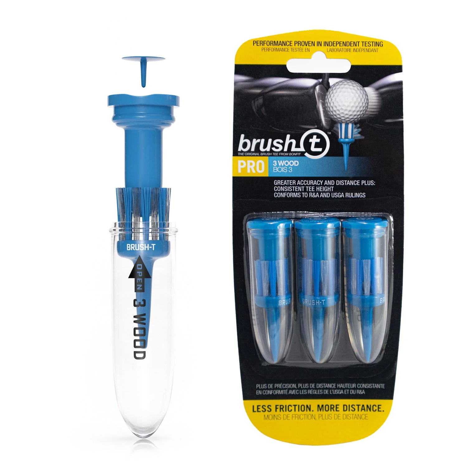 3 Wood, Premium Plastic Golf Tees, Blue (3 pack)