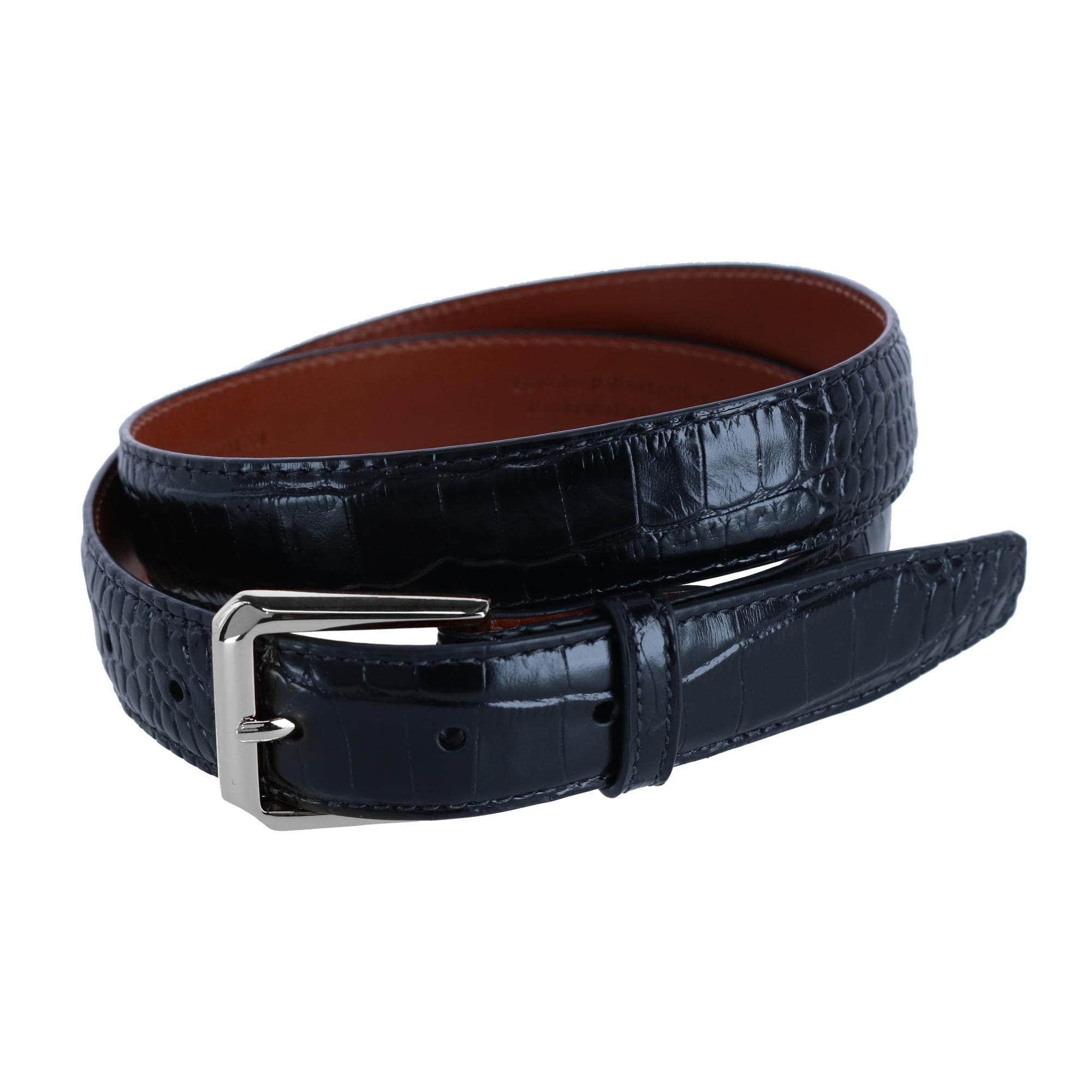 30mm Mock Alligator Embossed Italian Leather Belt - Image 2