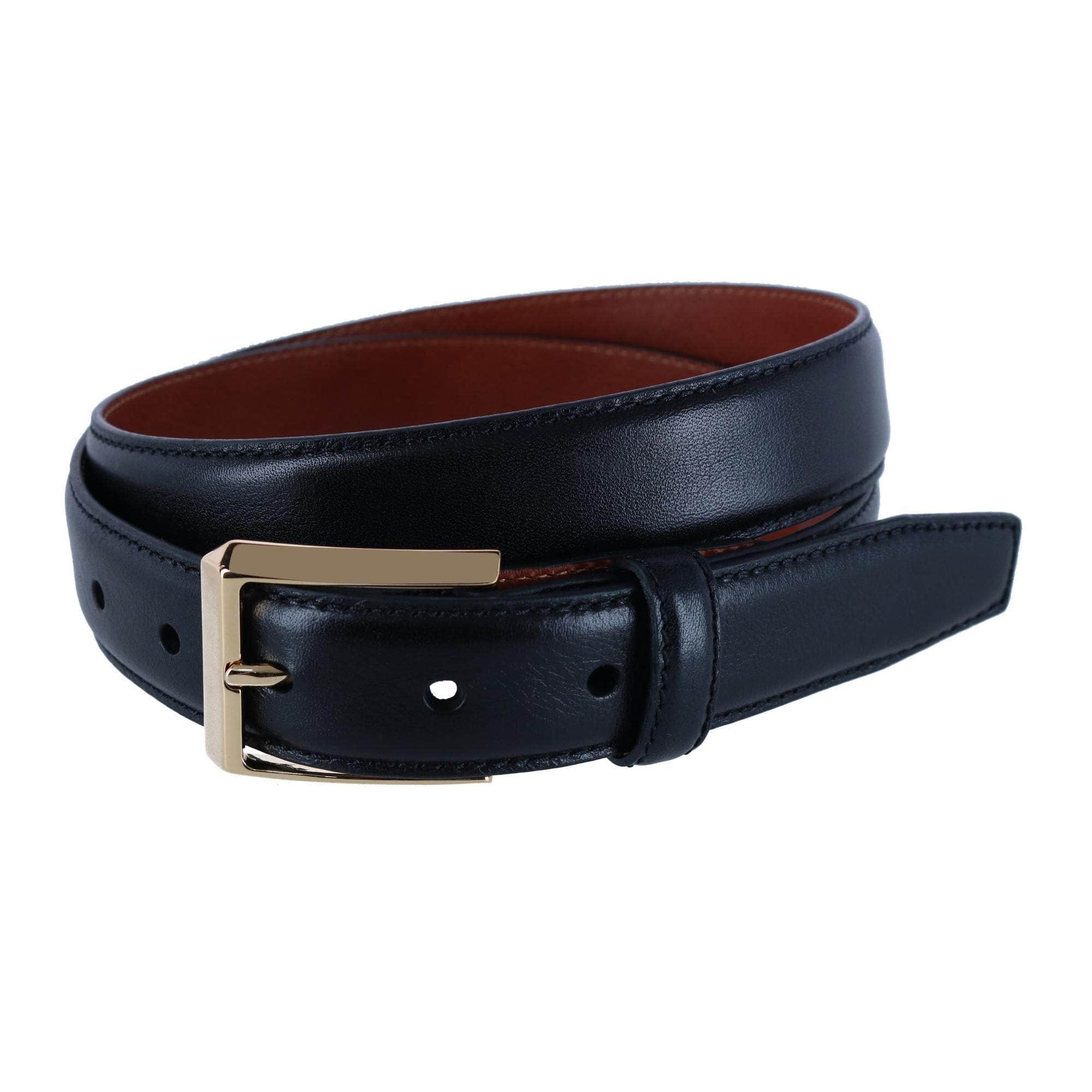 30MM Pebble Grain Leather Belt with Gold Buckle - Image 2