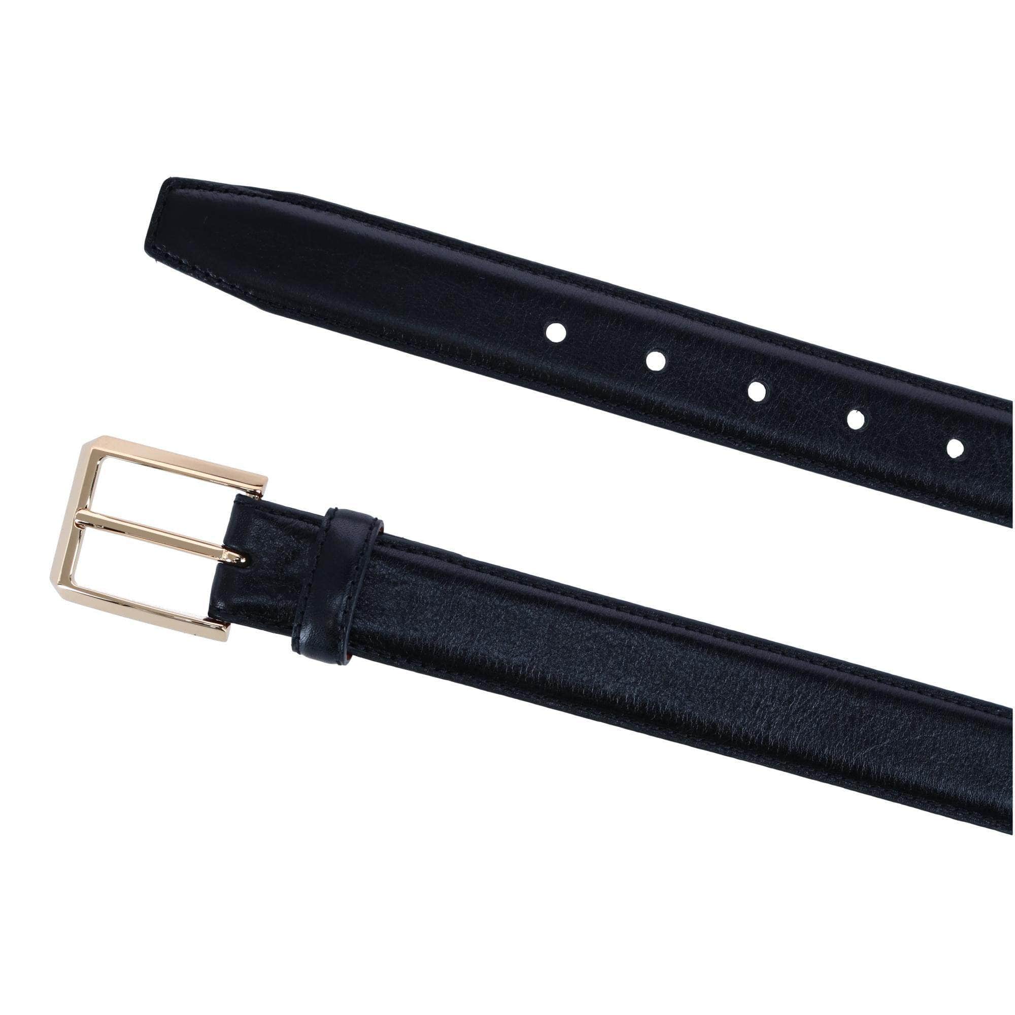 30MM Pebble Grain Leather Belt with Gold Buckle - Image 4