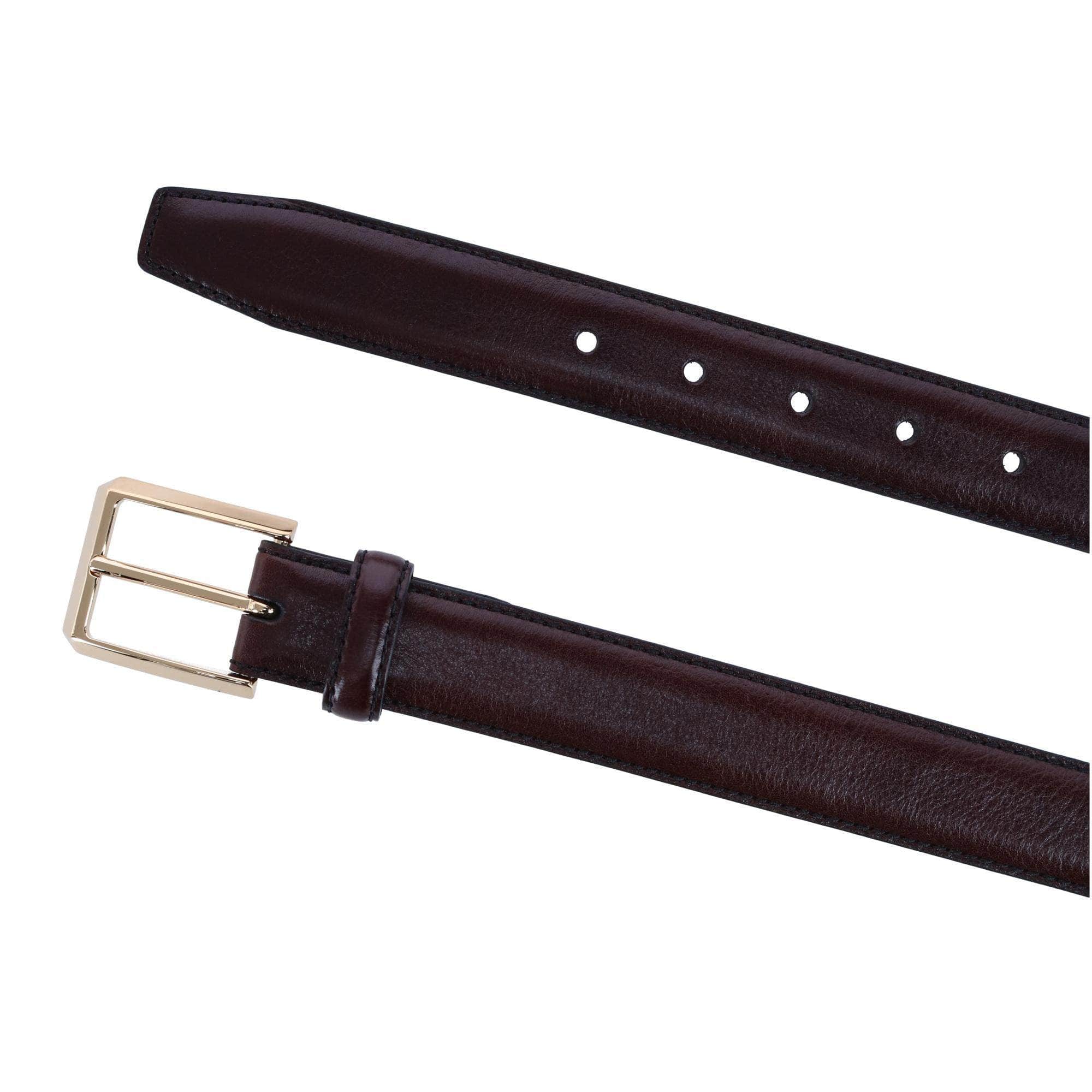 30MM Pebble Grain Leather Belt with Gold Buckle - Image 5
