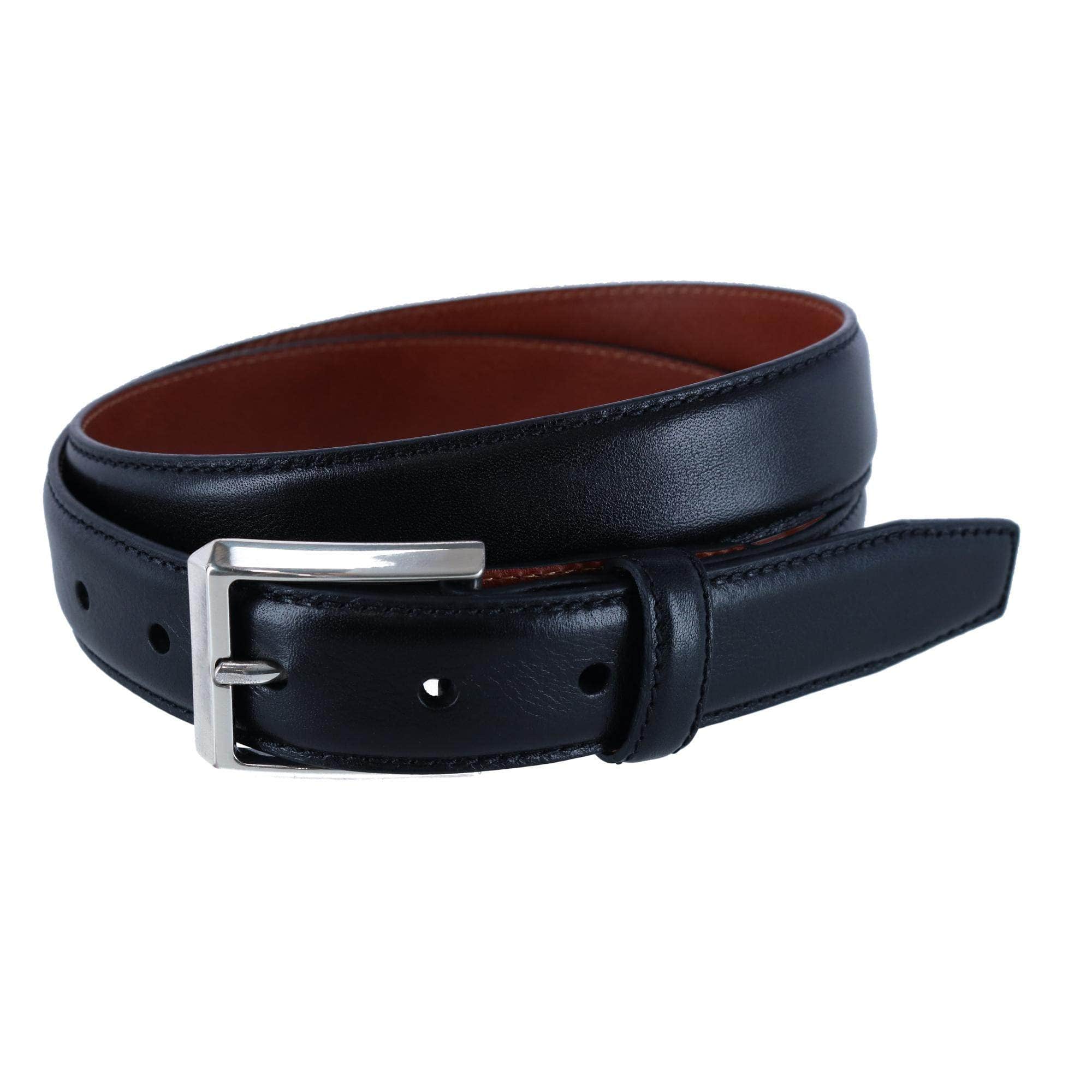 30MM Pebble Grain Leather Belt with Silver Buckle - Image 2