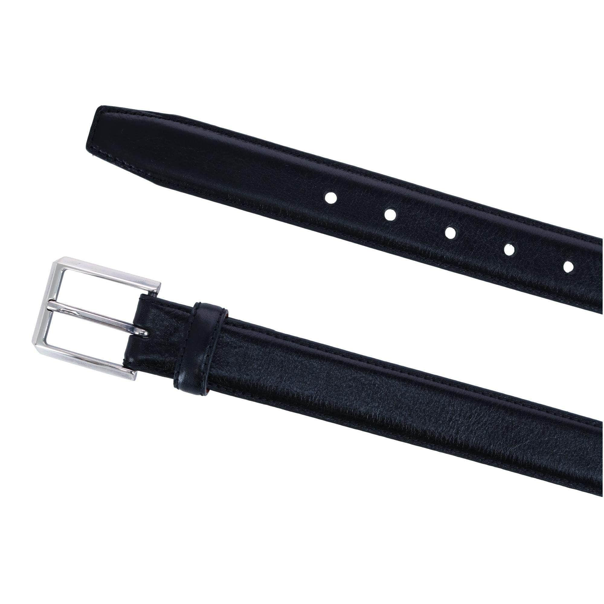 30MM Pebble Grain Leather Belt with Silver Buckle - Image 4