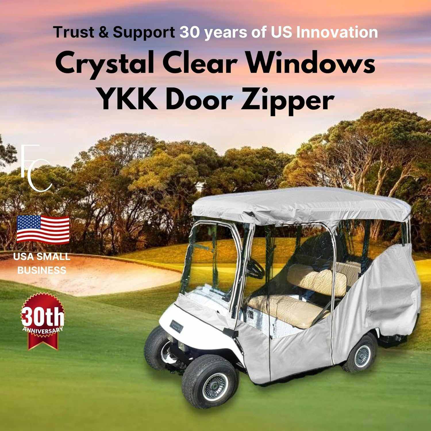 4 Passenger Long Roof Golf Cart Enclosure (Roof Length 80") Grey - Image 5