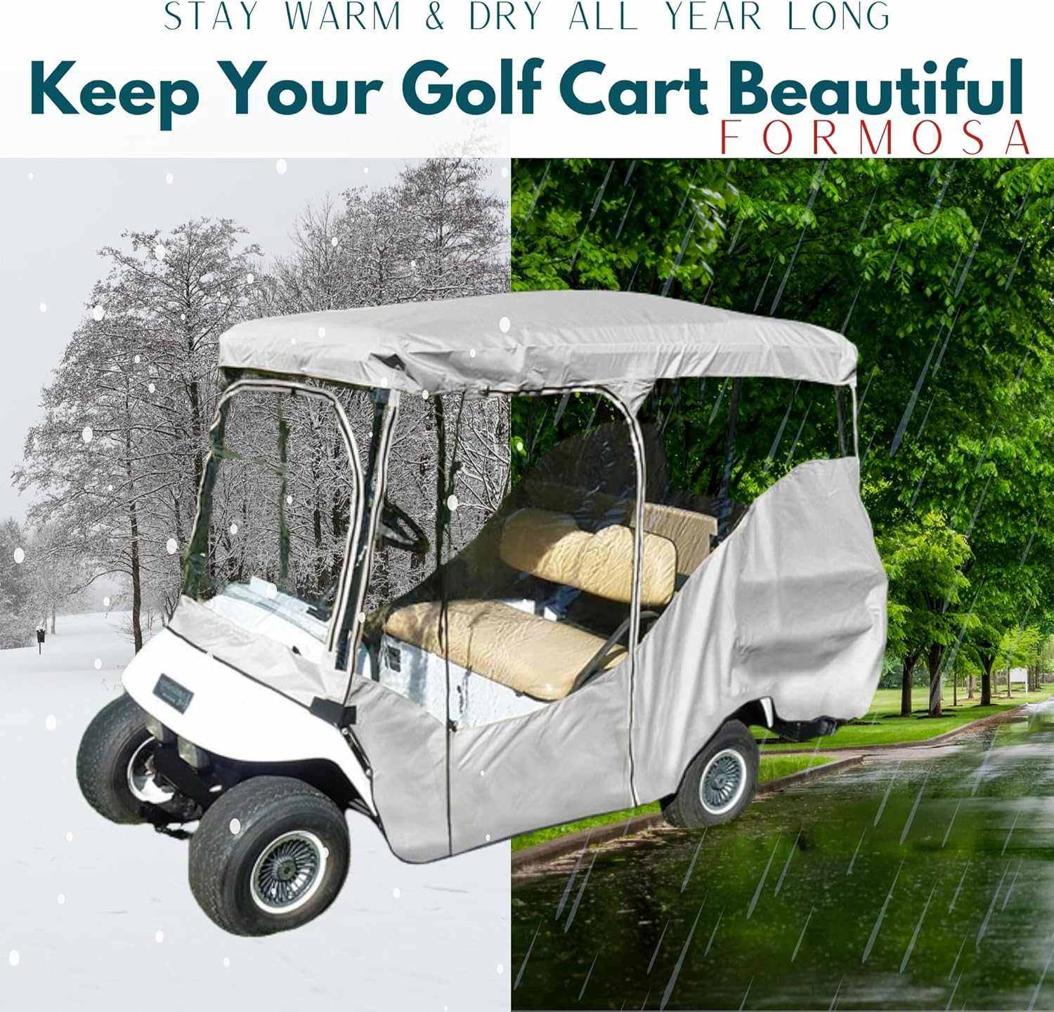 4 Passenger Long Roof Golf Cart Enclosure (Roof Length 80") Grey - Image 7