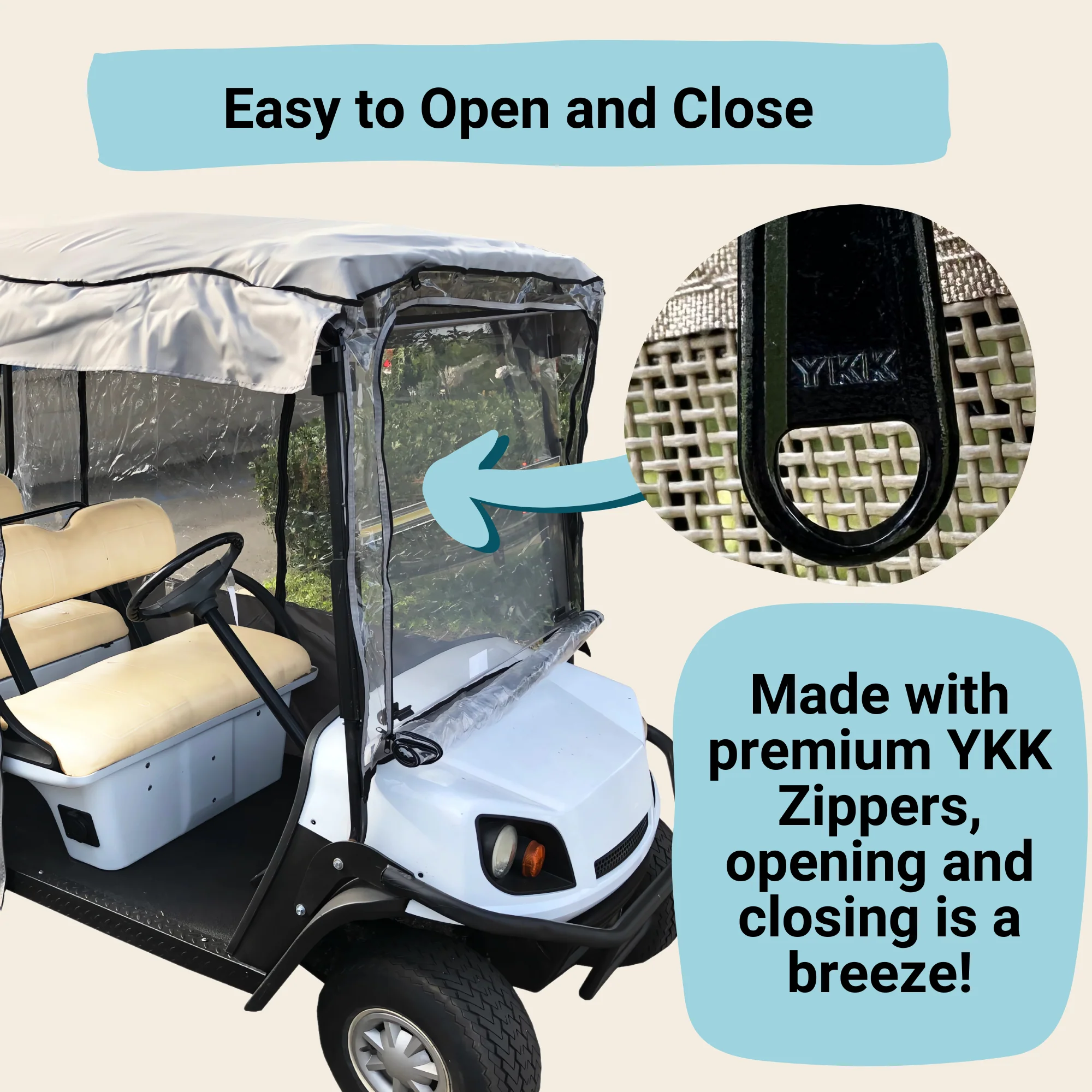 6 Passenger Driving Enclosure Golf Cart Cover fits EZGO 4+2 Bench - Image 4