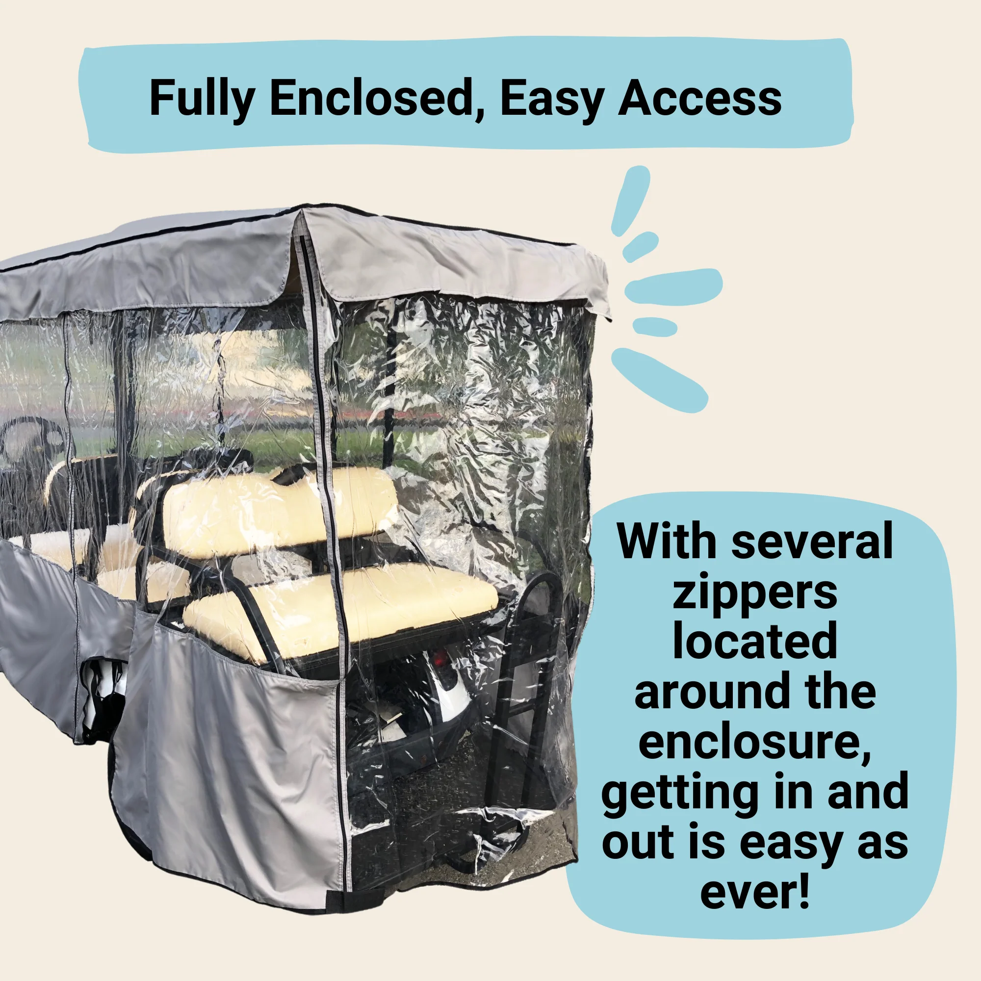 6 Passenger Driving Enclosure Golf Cart Cover fits EZGO 4+2 Bench - Image 5