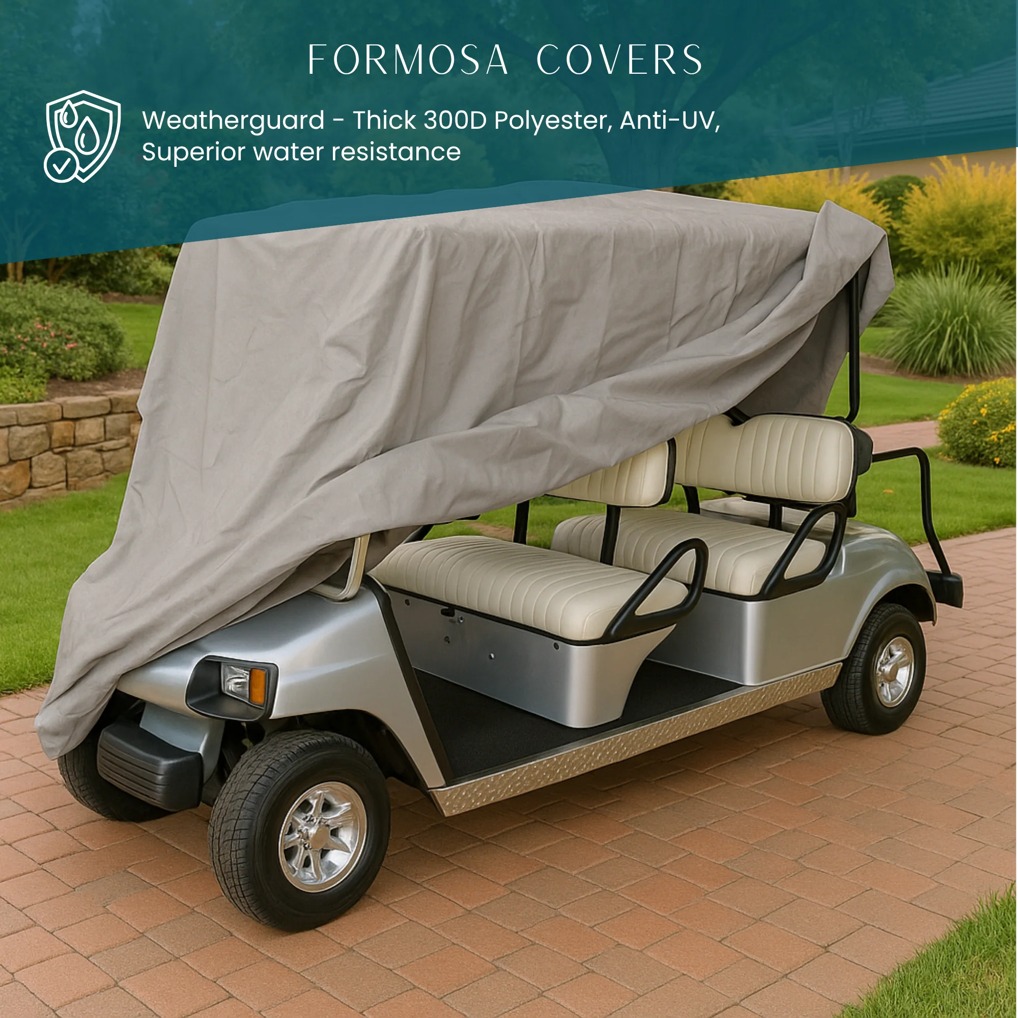 6 Passenger Golf Cart Storage Cover Grey - Image 5