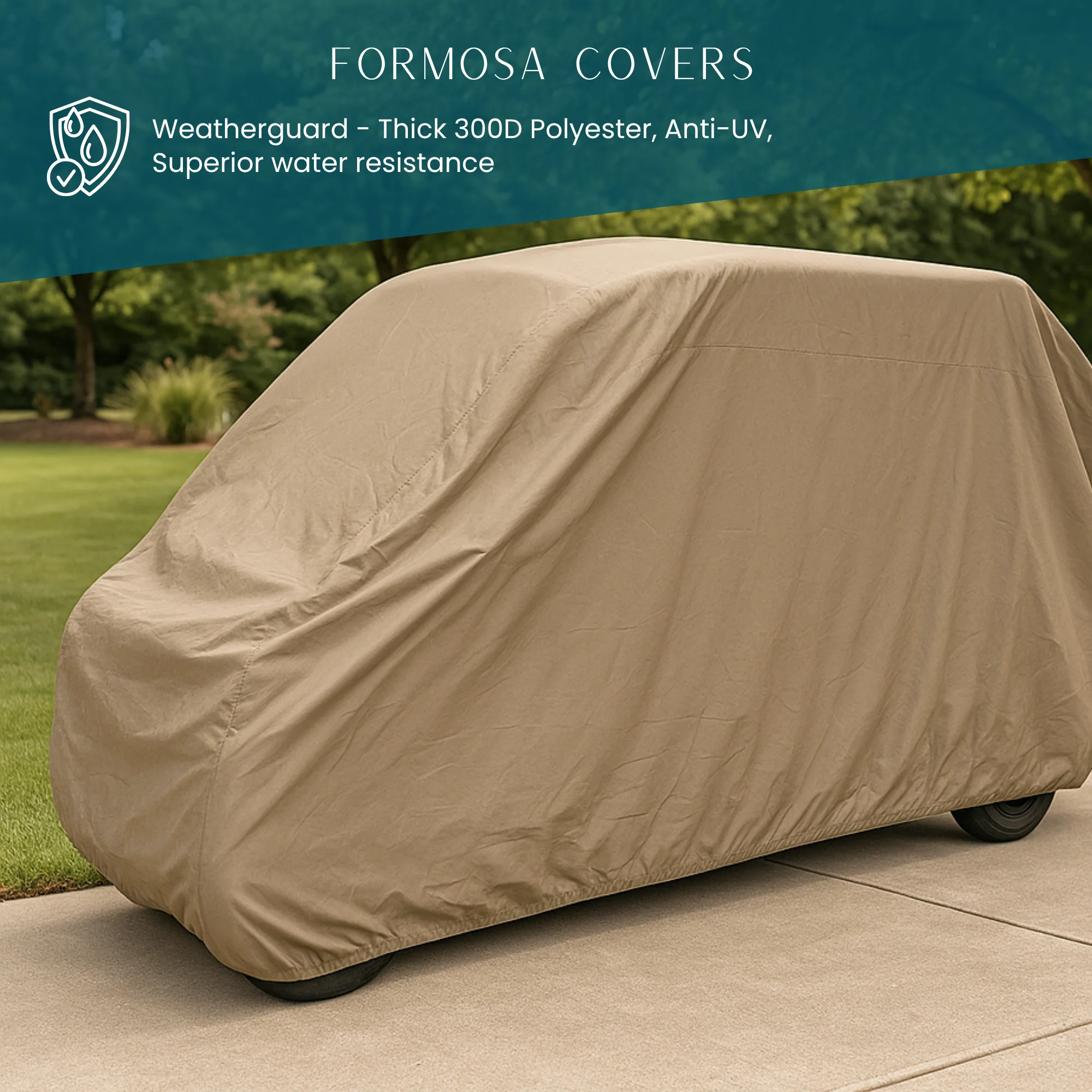 8 Passenger Golf Cart Storage Cover Taupe - Image 5