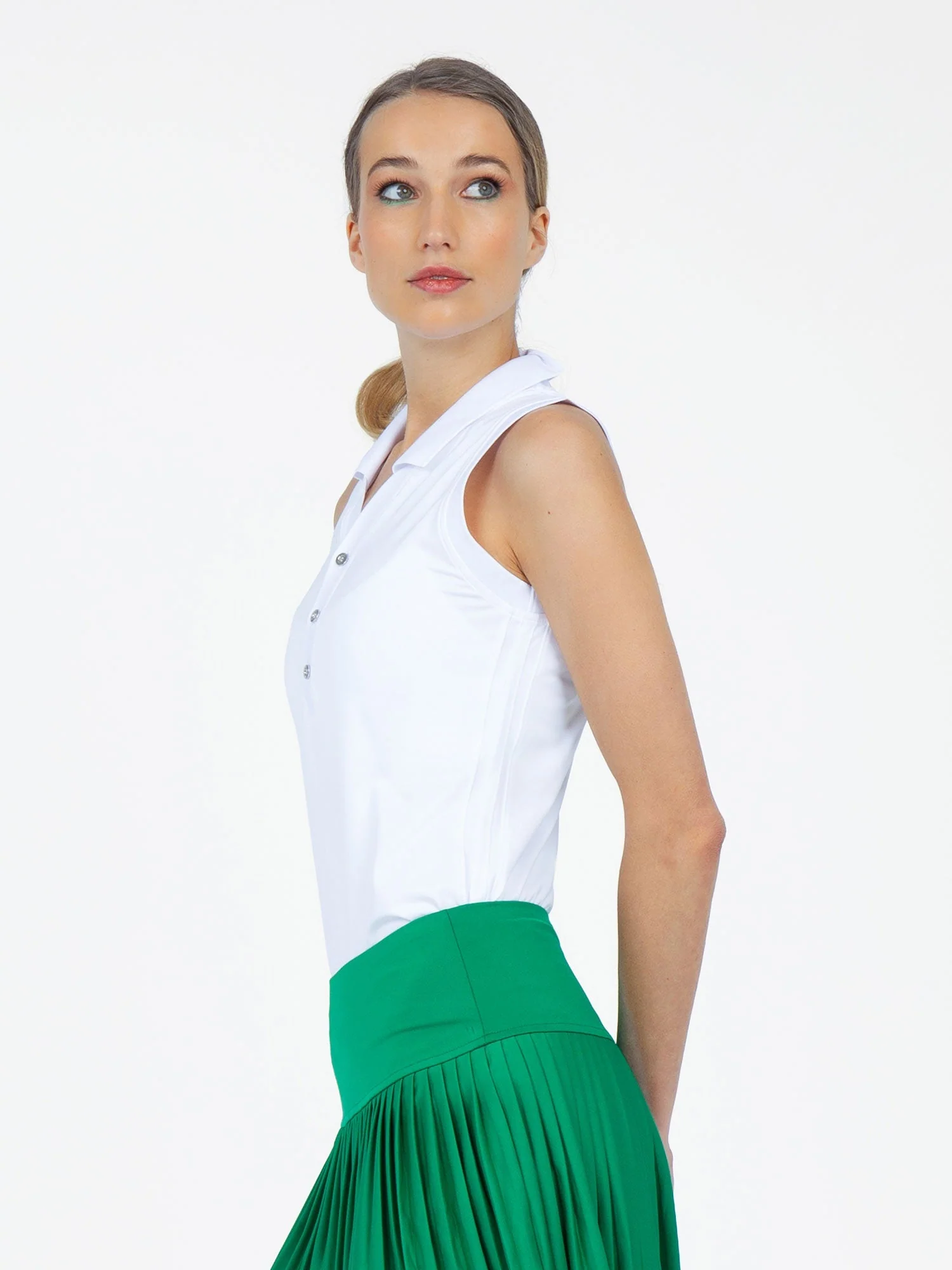 Alexa Performance Sleeveless Polo - White - Image 2