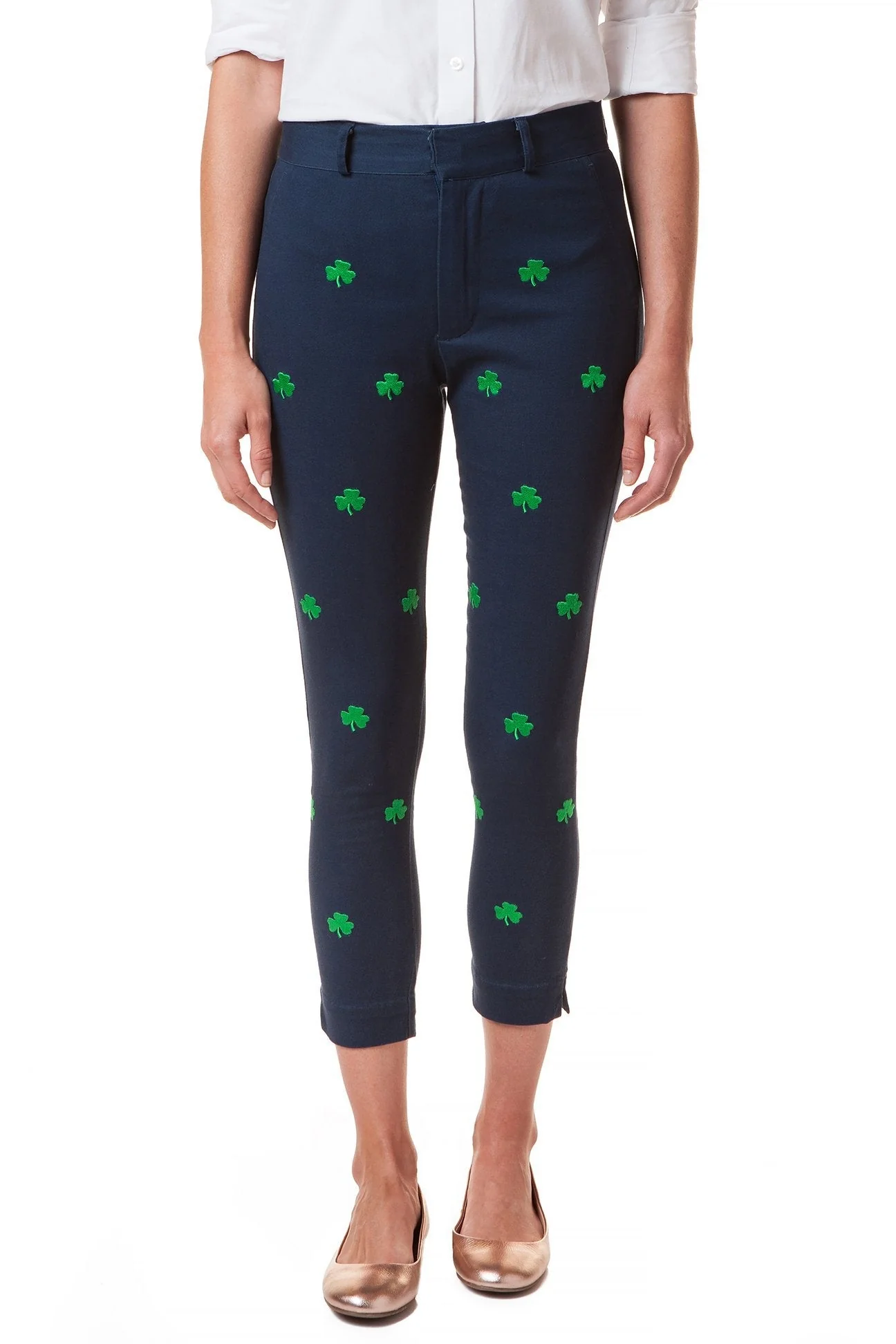 Ankle Capri Stretch Nantucket Navy with Shamrock - Image 3