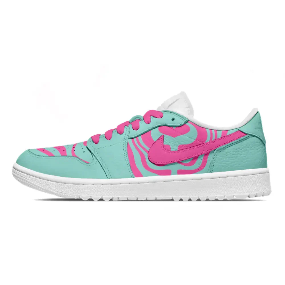 "Aqua Abstract" Jordan 1 Golf Shoes