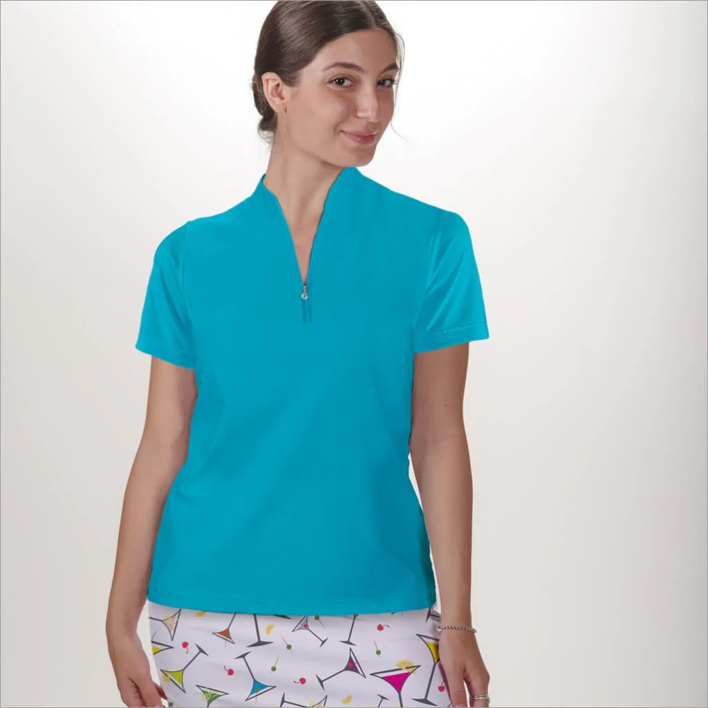 AQUA POLO QUARTER ZIP TOP