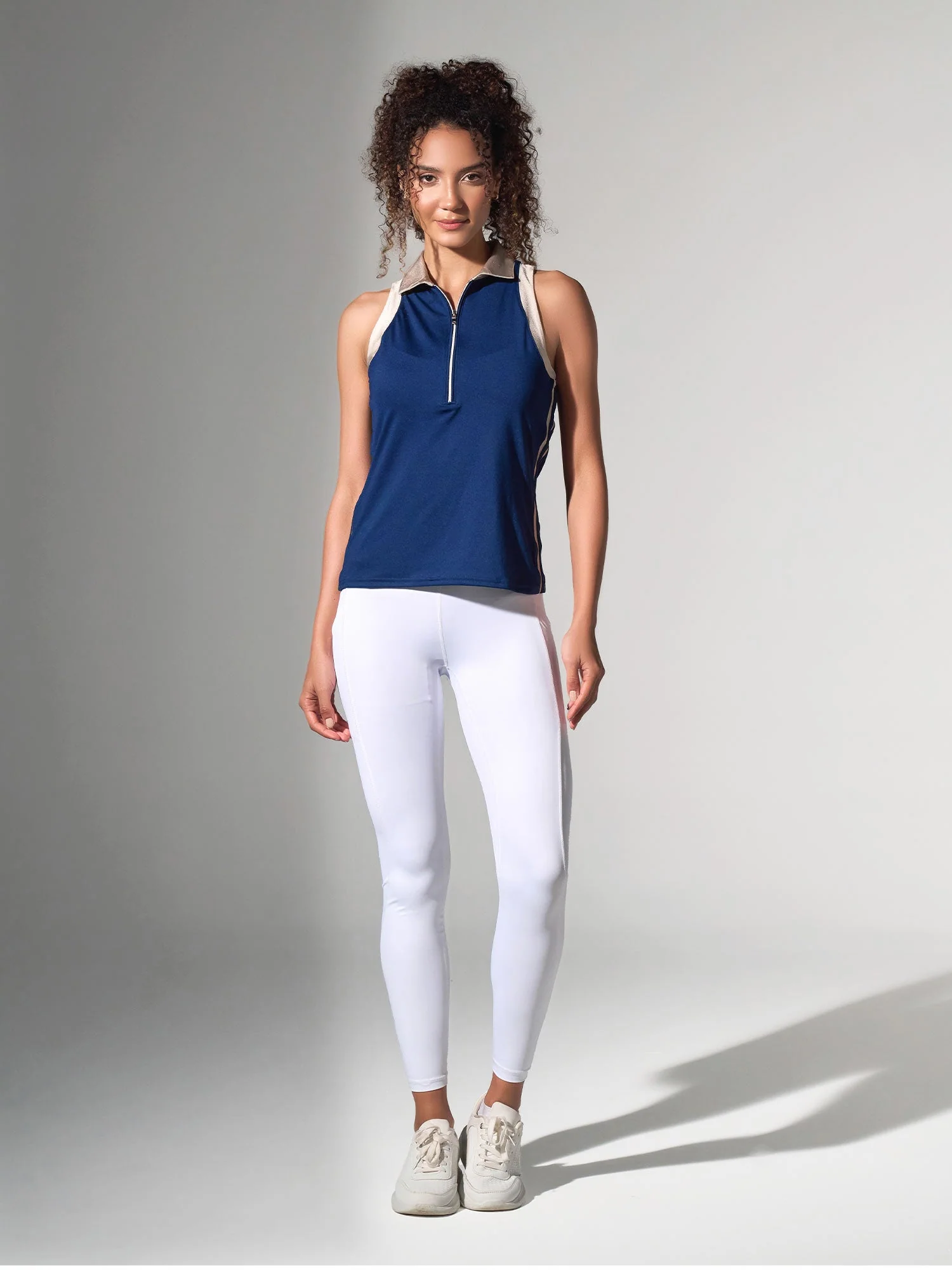 Ava Sleeveless Women's Golf & Tennis Polo Top - Ink/Silver - Image 4