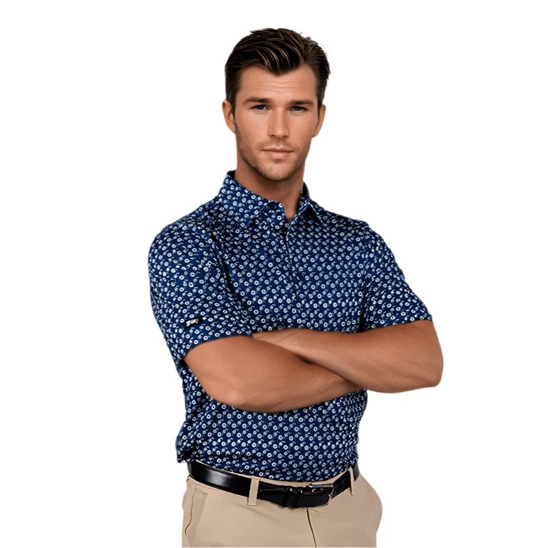 Blue Floral Men's Polo - Image 2