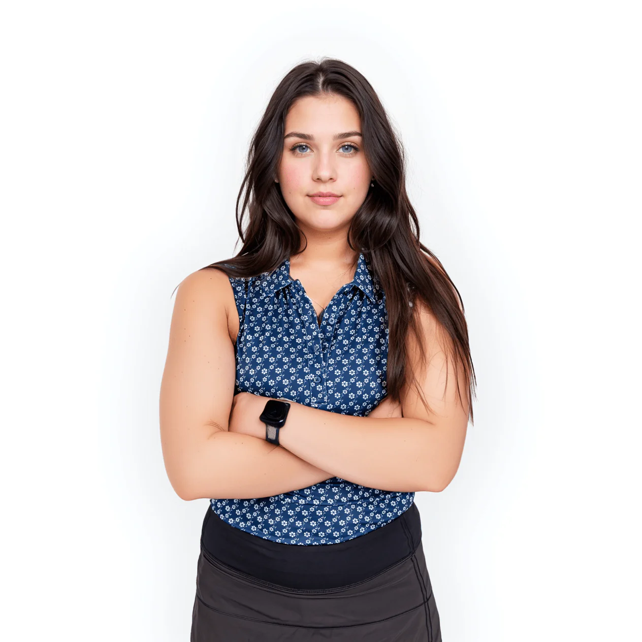 Blue Floral Women's Polo (Sleeveless) - Image 2