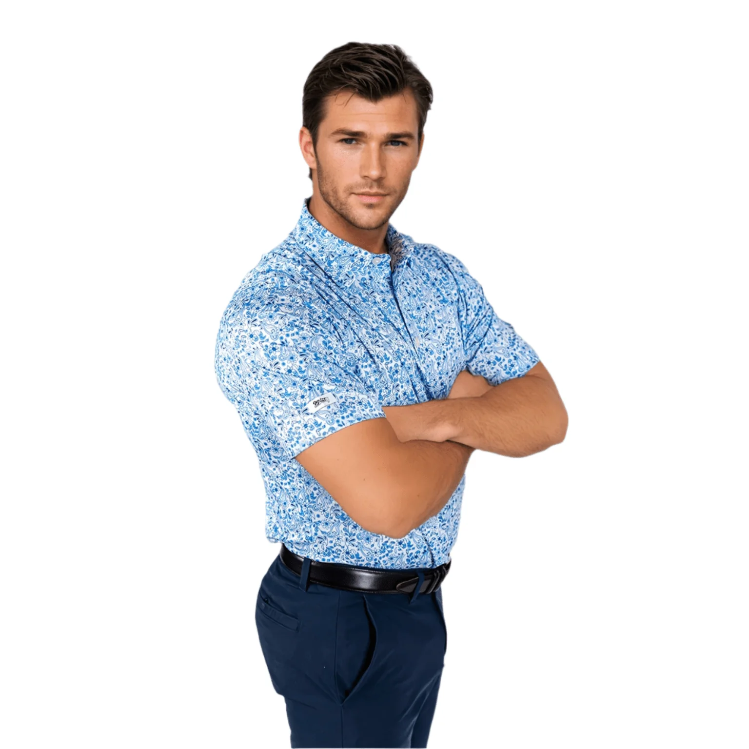 Blue Paisley Men's Polo - Image 2