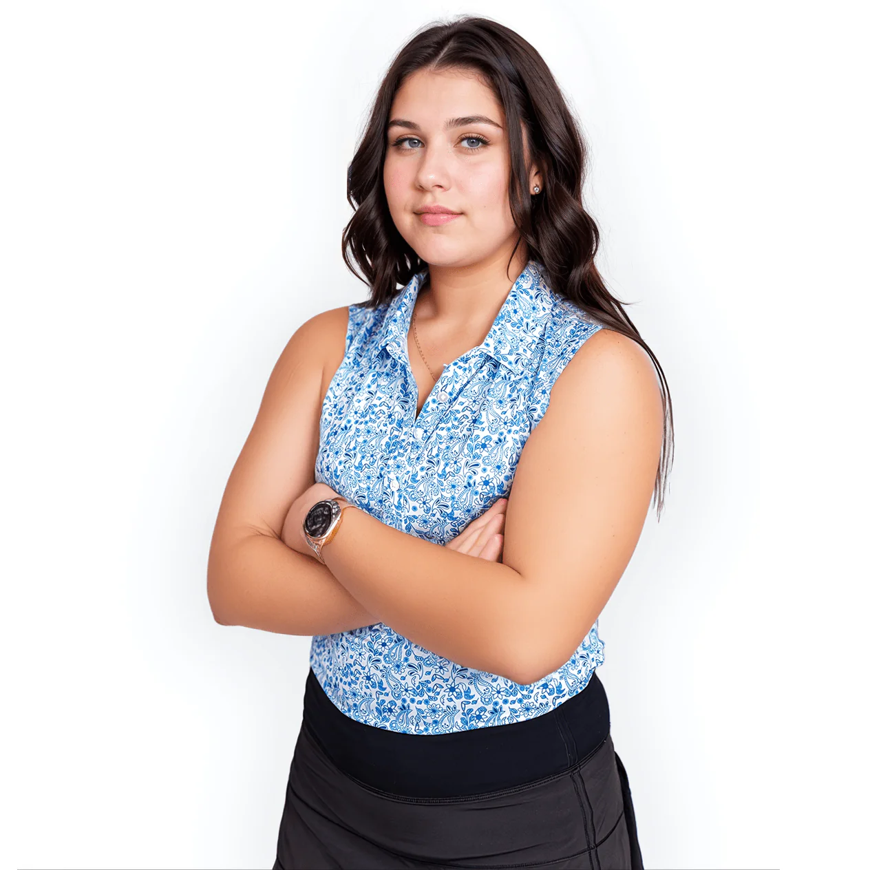 Blue Paisley Women's Polo (Sleeveless) - Image 2