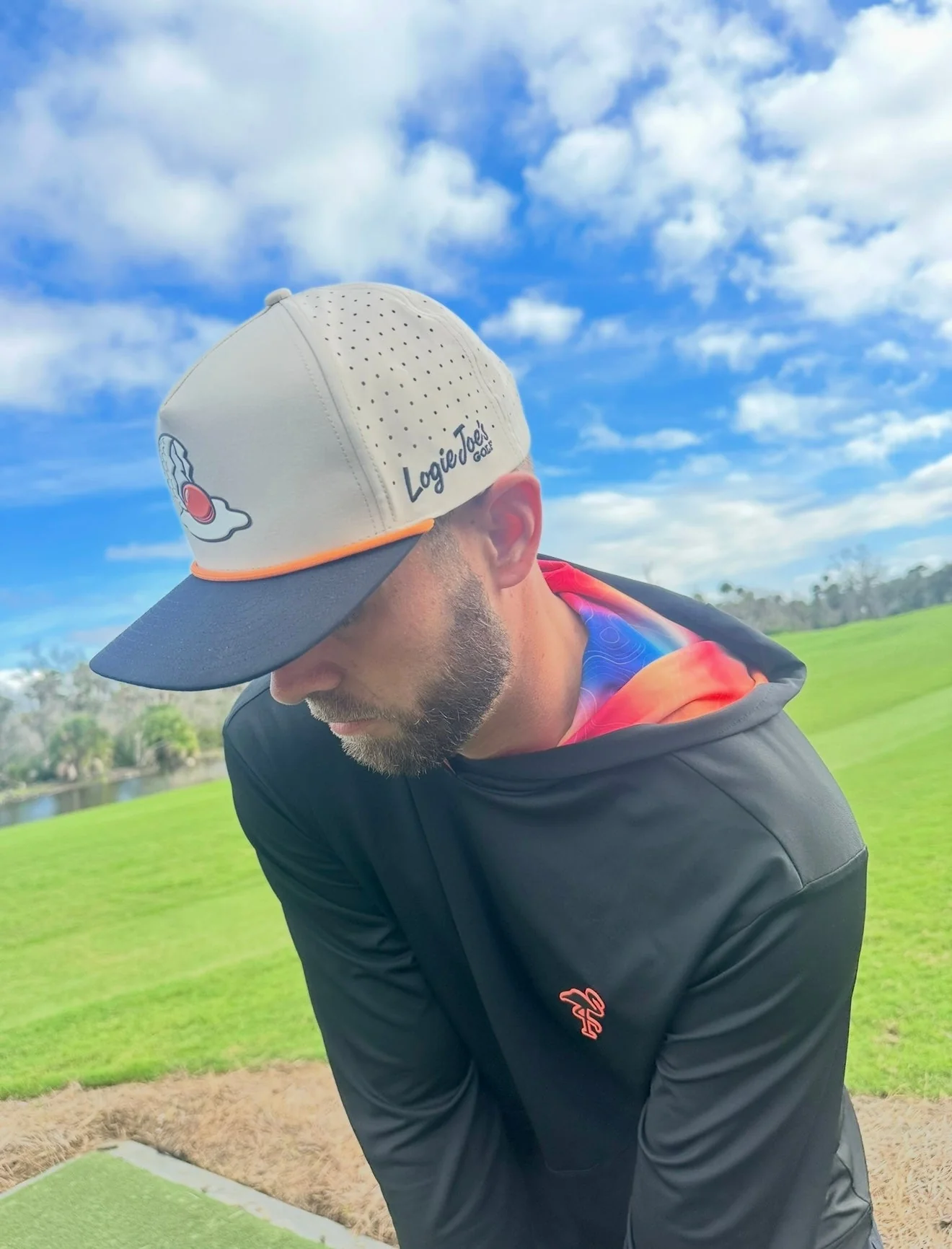 Breakfast Ball Golf Hat | Snapback Cap | Built-in Magnetic Ball Marker Holder + Marker Included | Breakfast Ball | Adjustable | Mulligan Tan - Image 3