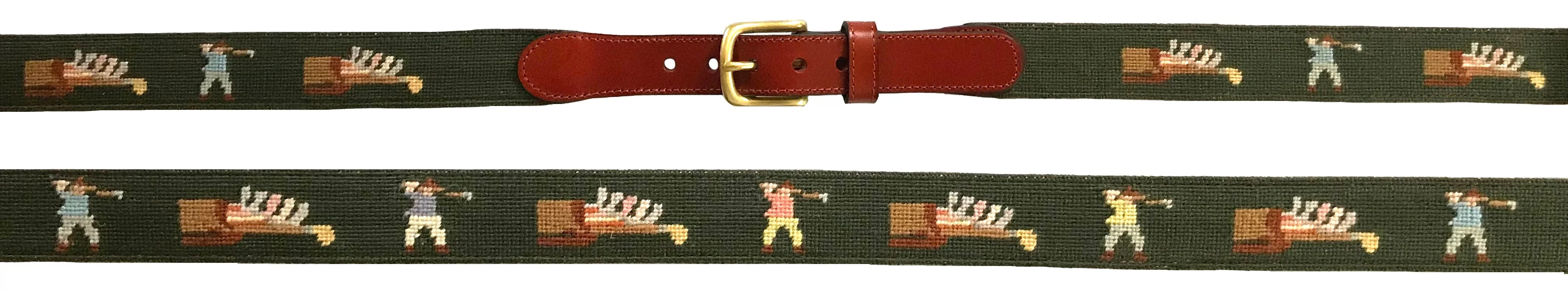 Charleston Belt Golf Forever Leather Needlepoint Belt - Image 4