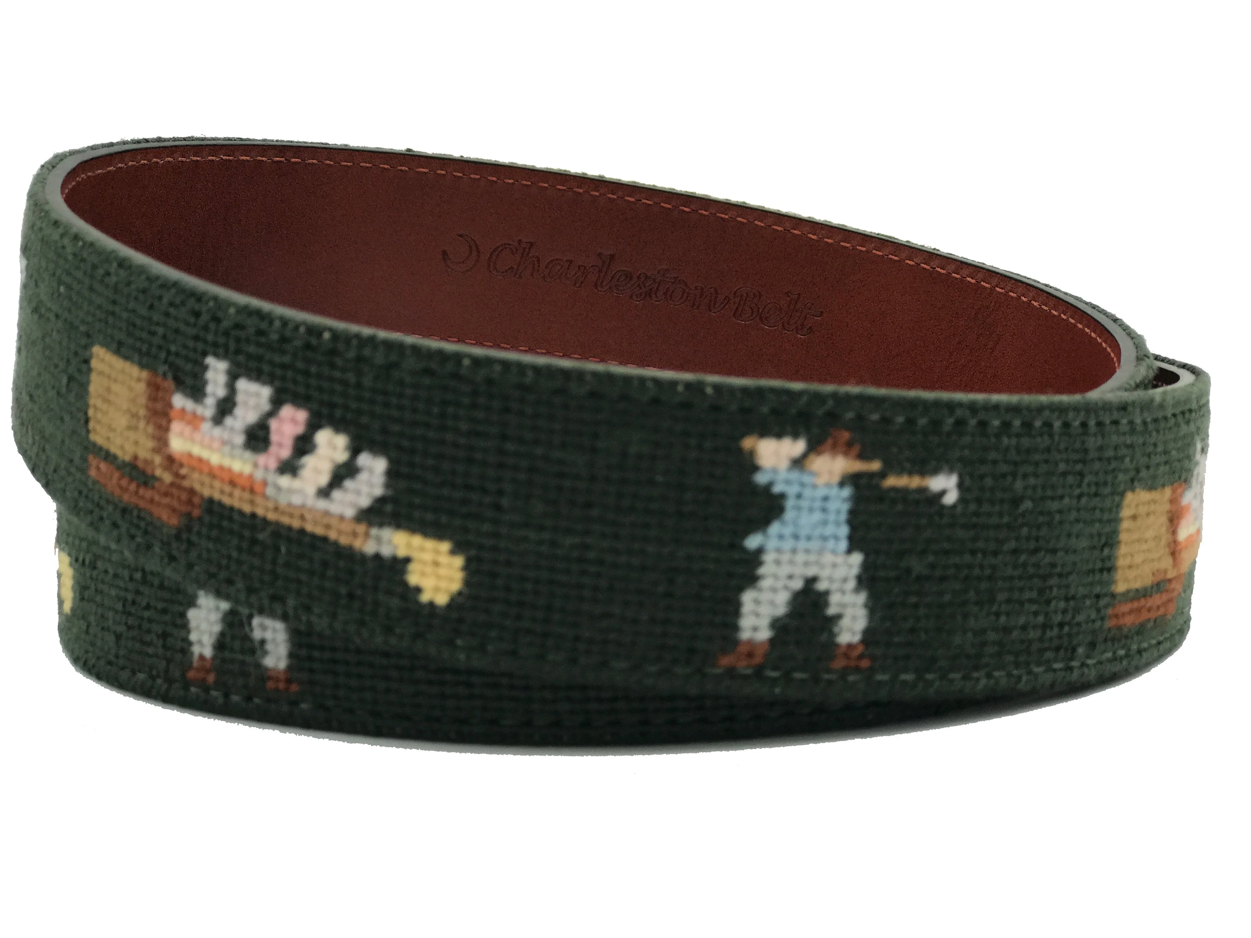 Charleston Belt Golf Forever Leather Needlepoint Belt - Image 6