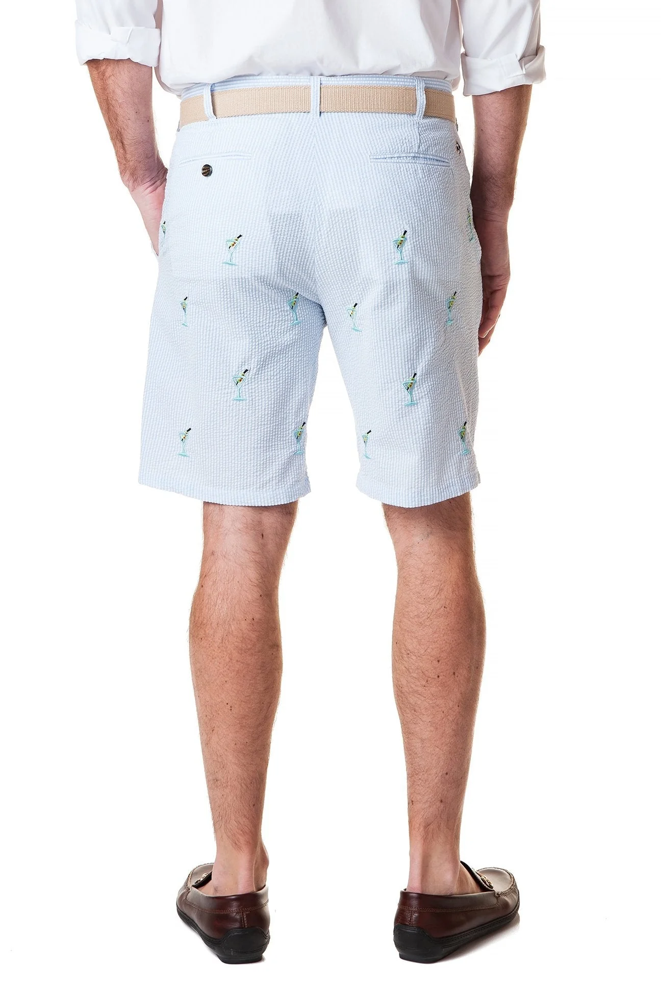 Cisco Embroidered Short Blue Seersucker with Martini - Image 4