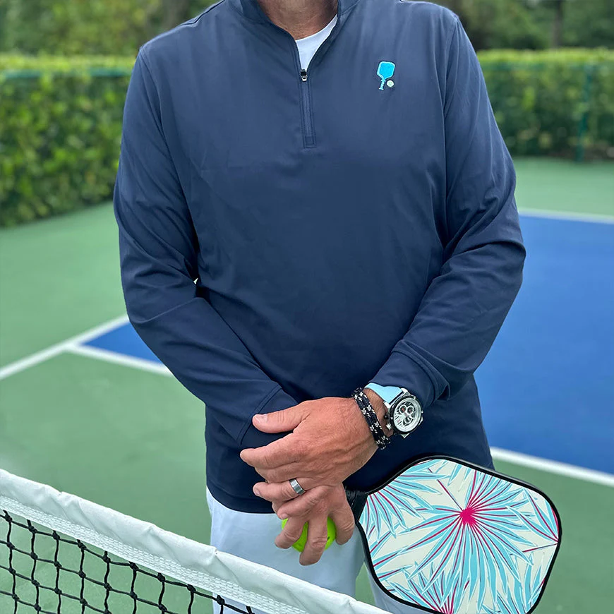 Court Performance Quarter Zip Pullover in Navy - Image 4