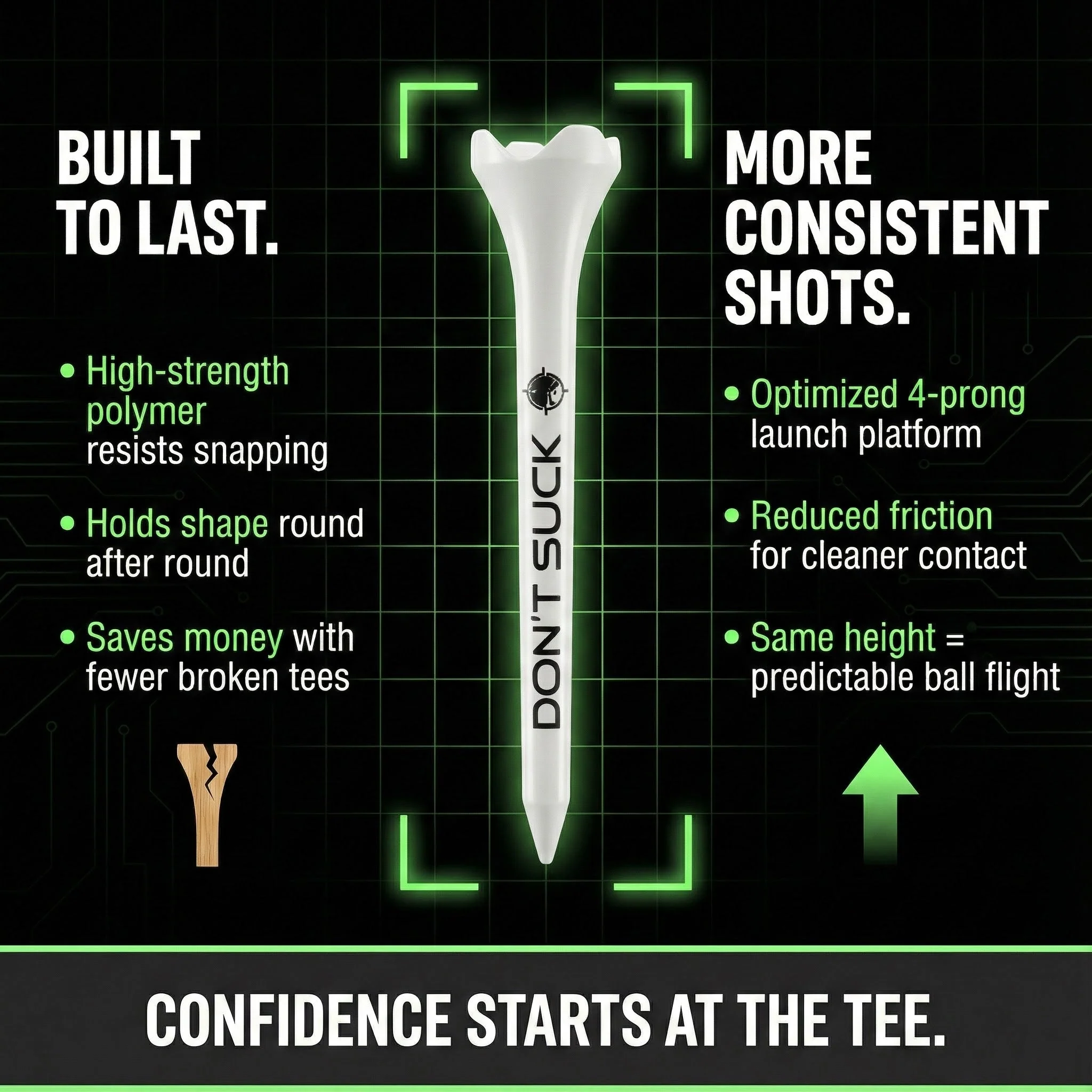 DON’T SUCK™ Golf Tees – PureFlight™ 4-Prong Design (50-Pack) - Image 5