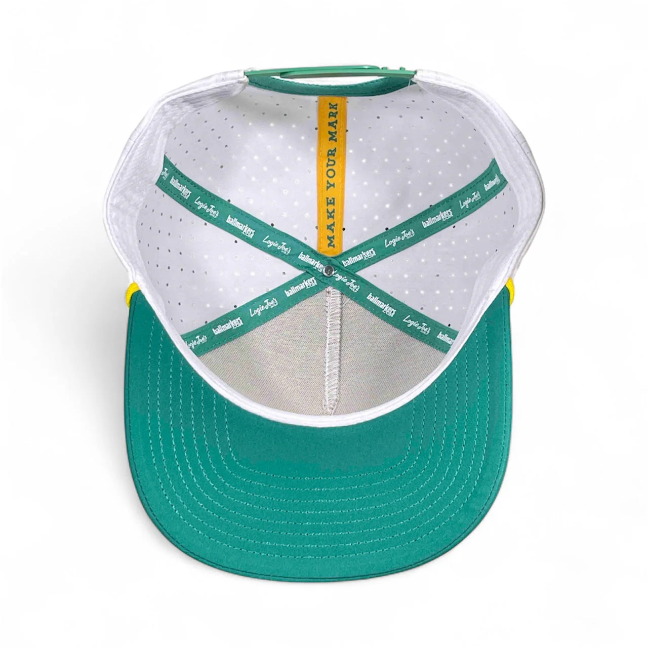 Dumpster Fire Golf Hat | Snapback Cap | Built-in Magnetic Ball Marker Holder + Marker Included | Adjustable | Trash Waste White, Teal - Image 8