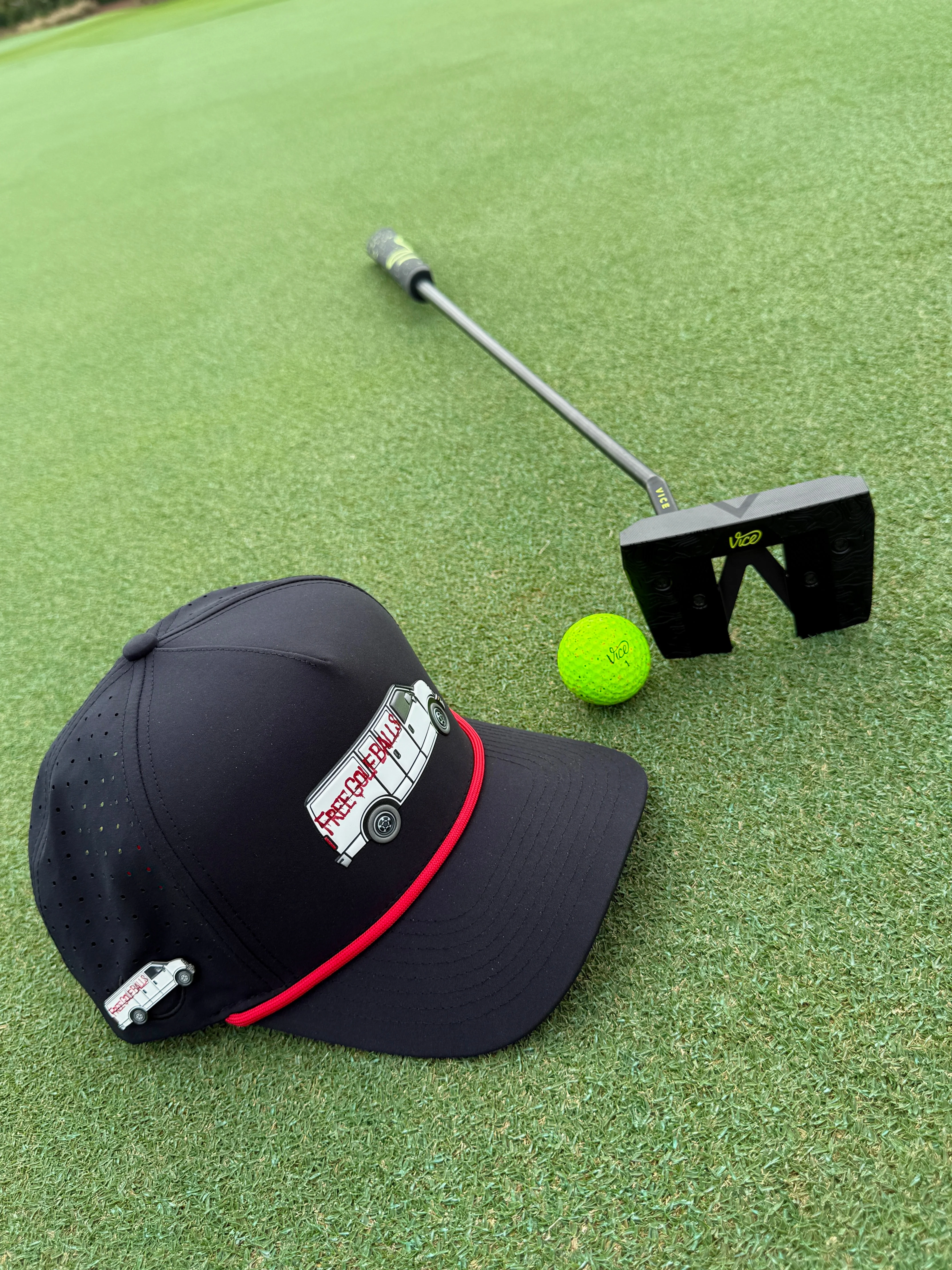 Free Golf Balls Van Golf Hat | Snapback Cap | Built-in Magnetic Ball Marker Holder + Marker Included | Free Golf Balls Van | Adjustable Black - Image 6