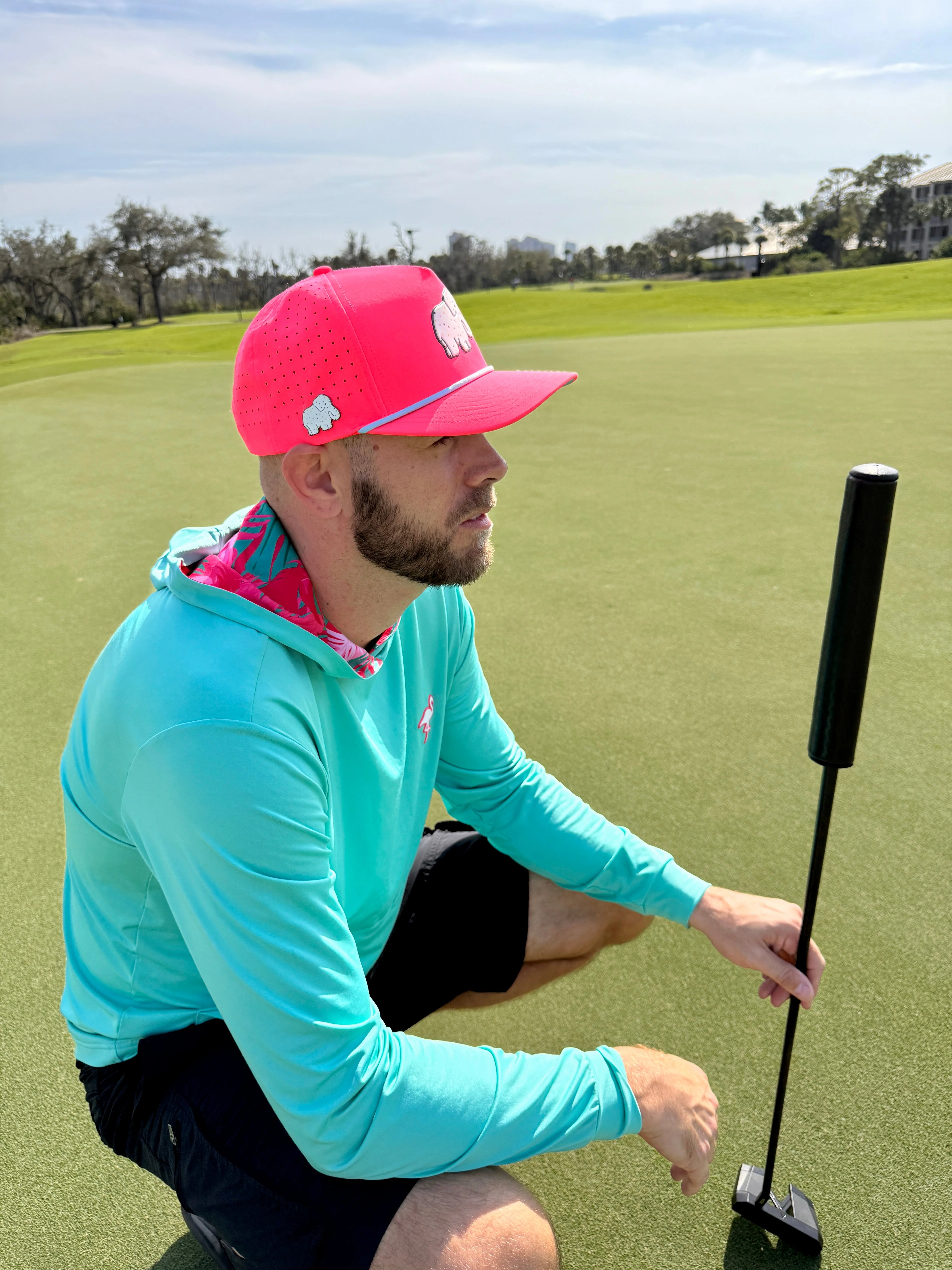 Frosted Elephant Golf Hat | Snapback Cap | Built-in Magnetic Ball Marker Holder + Marker Included | Adjustable | Elephant Cookie Pink - Image 12