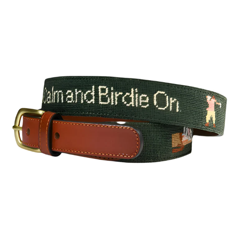Golf Birdie On Needlepoint Belt