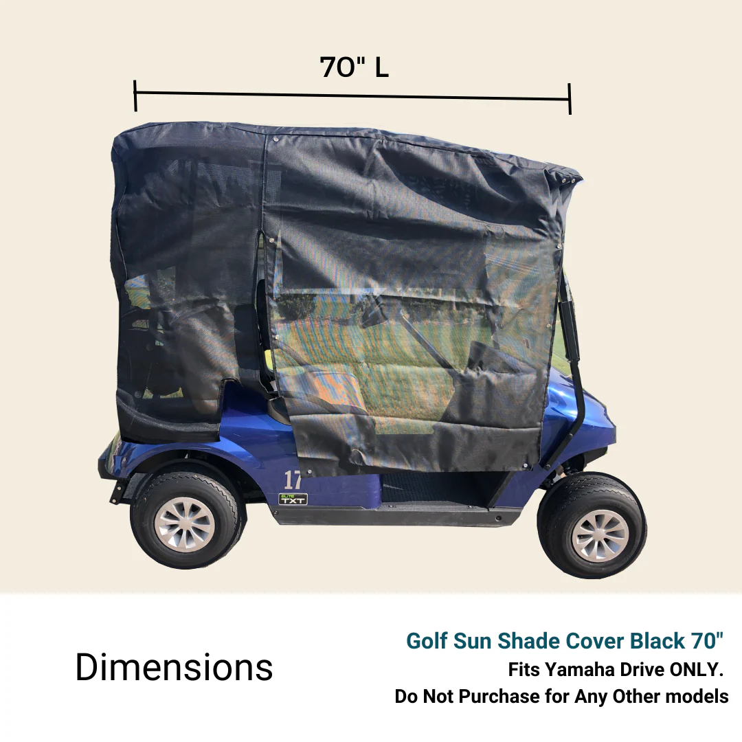 Golf Cart Sun Shade UV Mesh Top Cover Exclusive For Yamaha Drive 70" Roof Black - Image 2