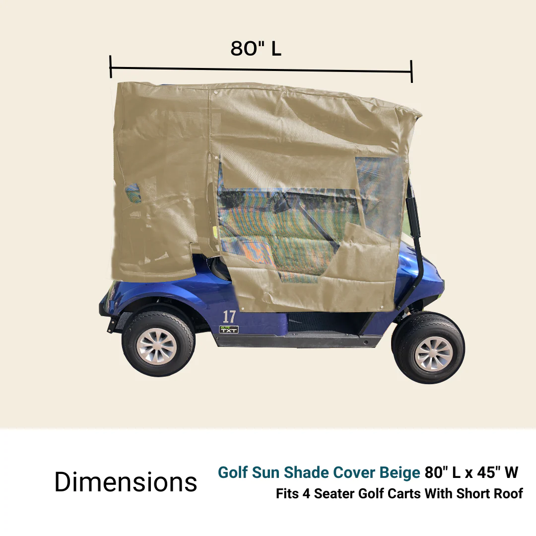 Golf Cart Sun Shade UV Mesh Top Cover For 80" Long Roof Beige - Image 3