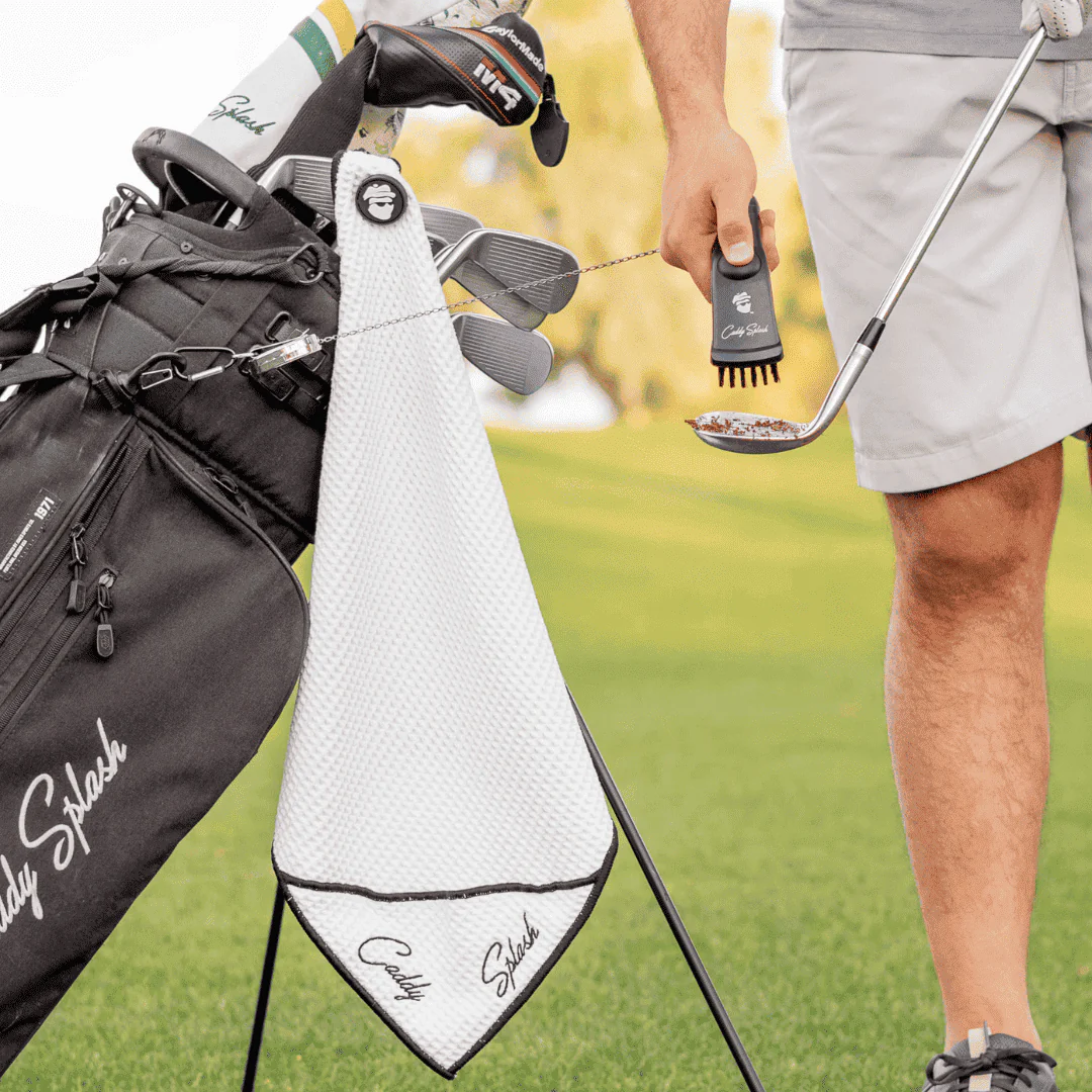 Golf Pocket Mag Towel - White + Golf Club Water Brush Pro Bundle - Image 2