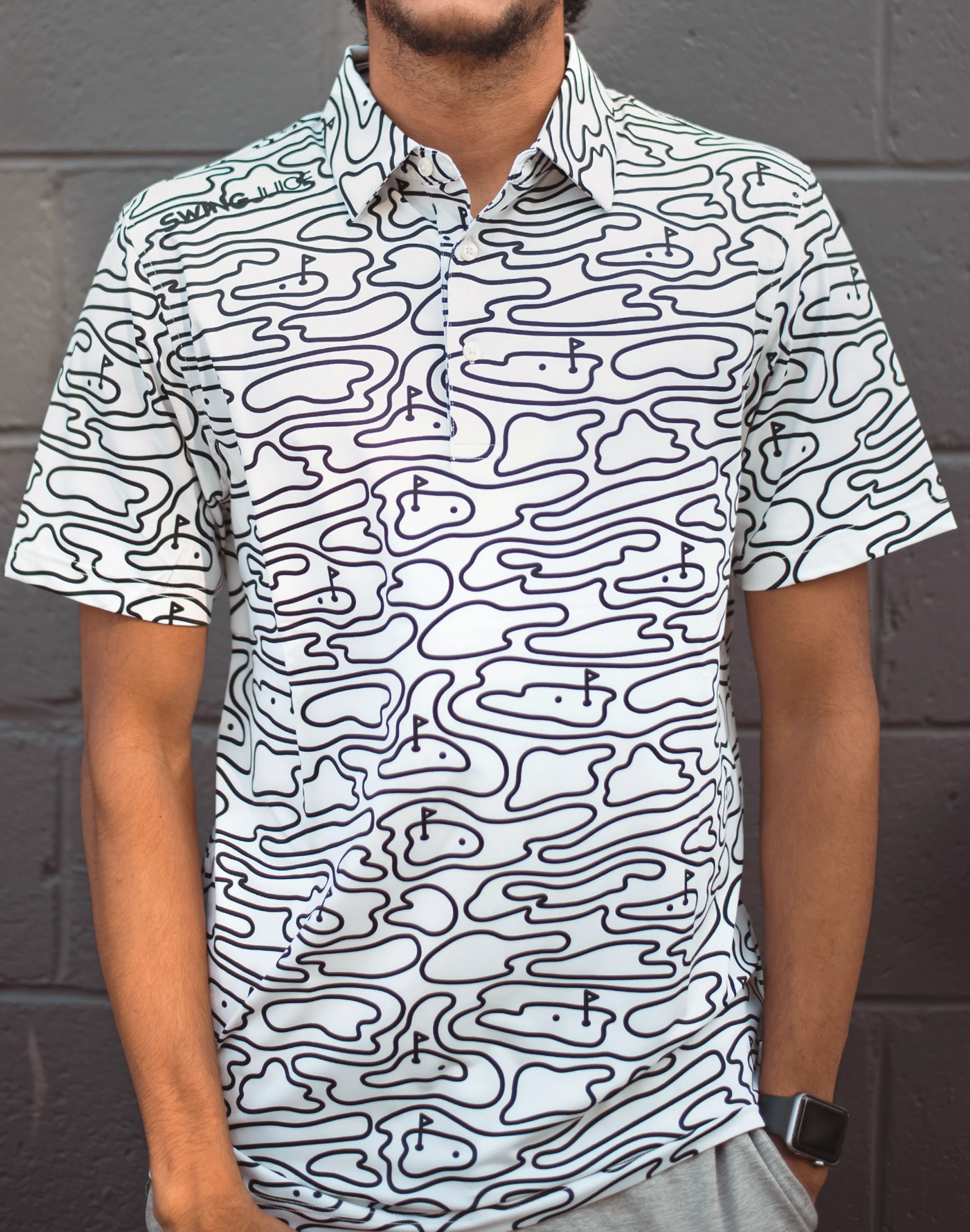 Golf Rhythmic Lines Men's Polo - Image 4