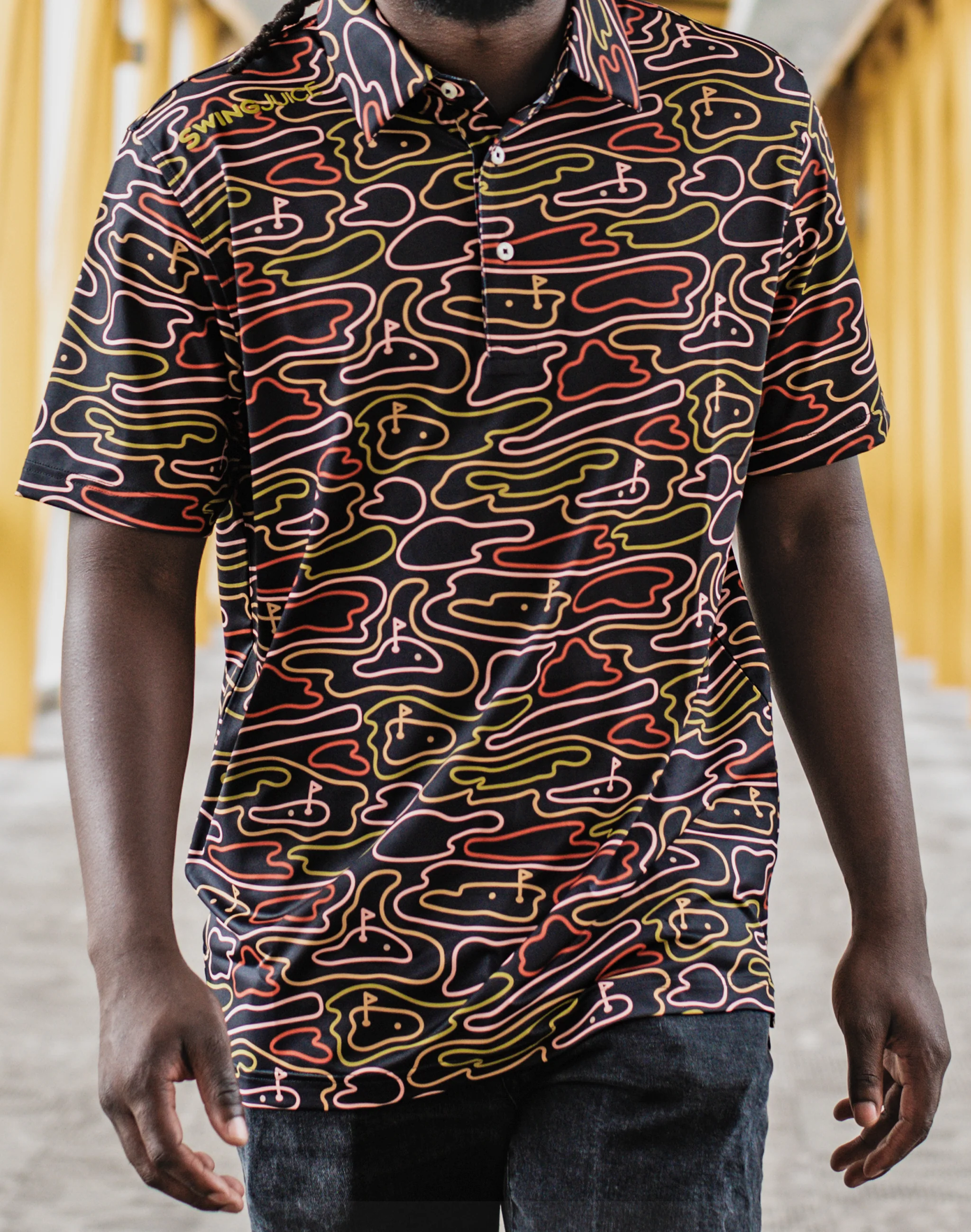 Golf Rhythmic Lines Men's Polo - Image 7