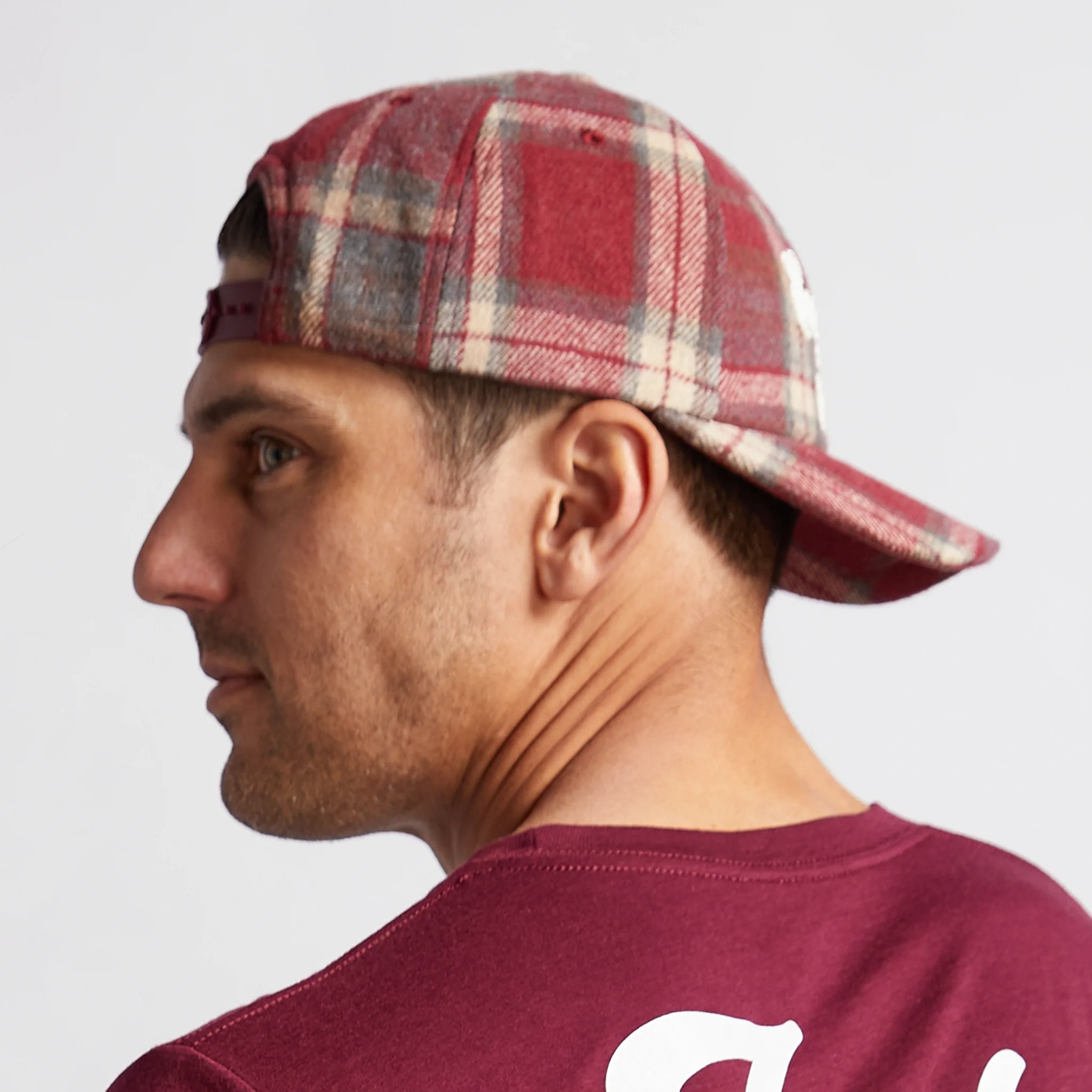 Golf SJ Plaid Unisex Dad Hat Burgundy O/S - Image 5