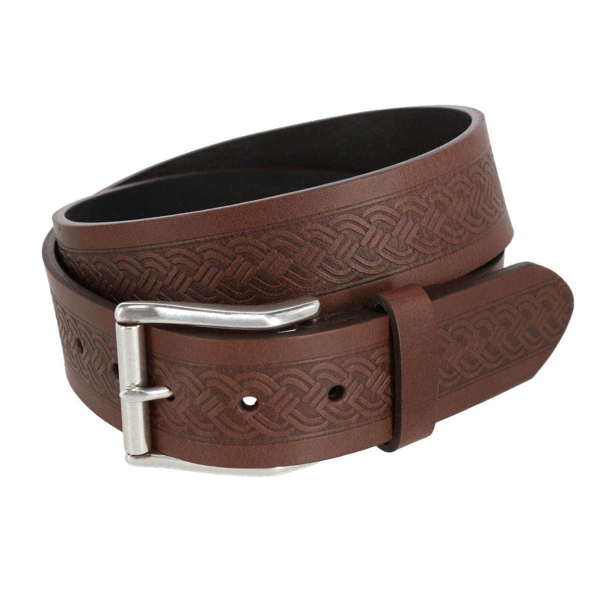 Grady 40mm Celtic Scroll Embossed Leather Jean Belt - Image 3