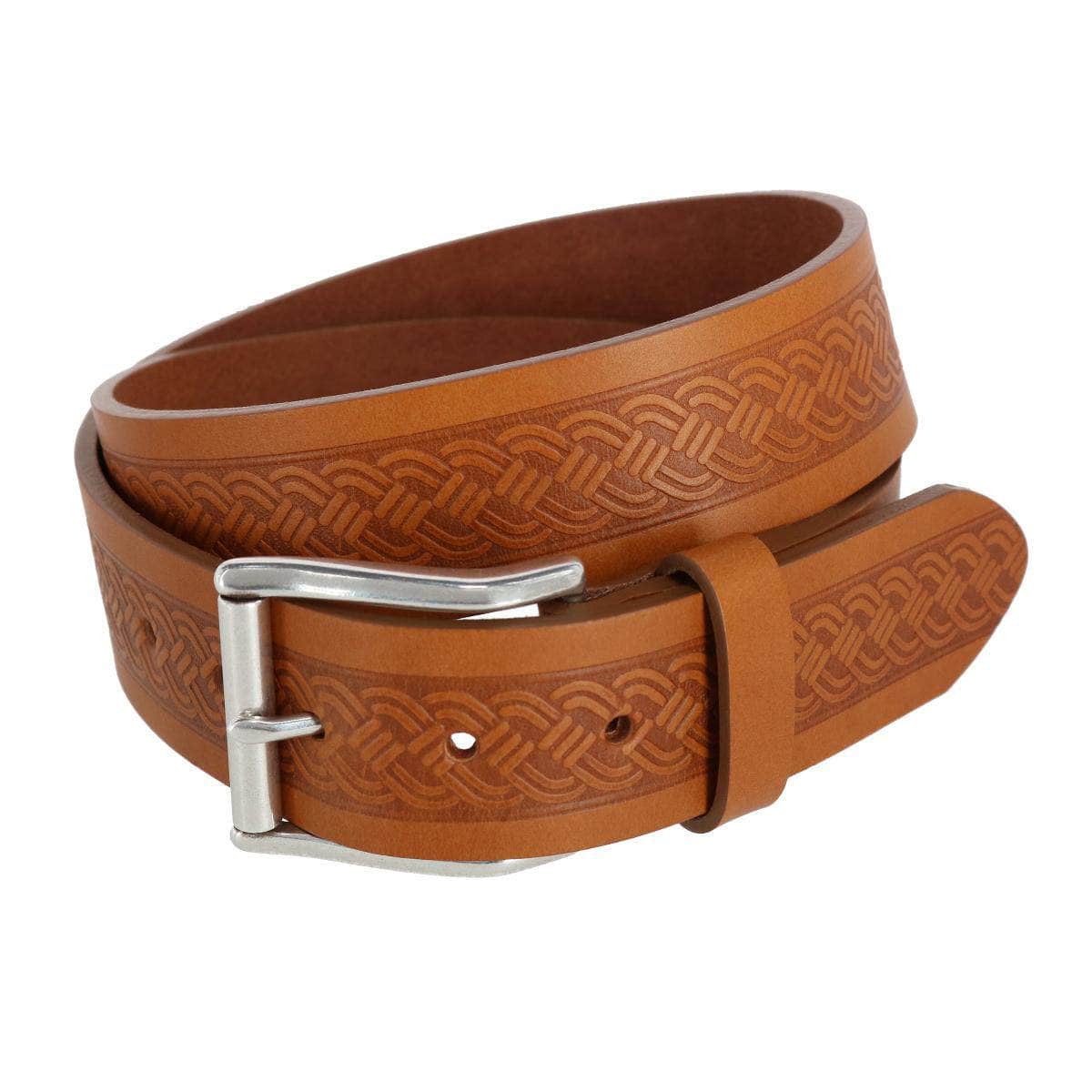 Grady 40mm Celtic Scroll Embossed Leather Jean Belt - Image 4
