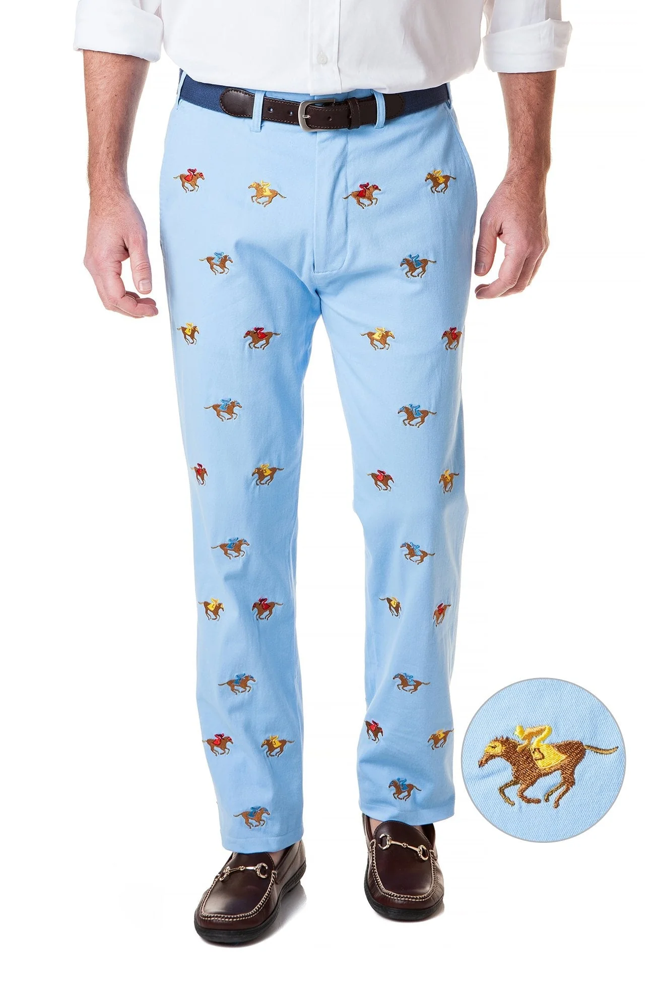 Harbor Pant Stretch Twill Liberty With Racing Horses