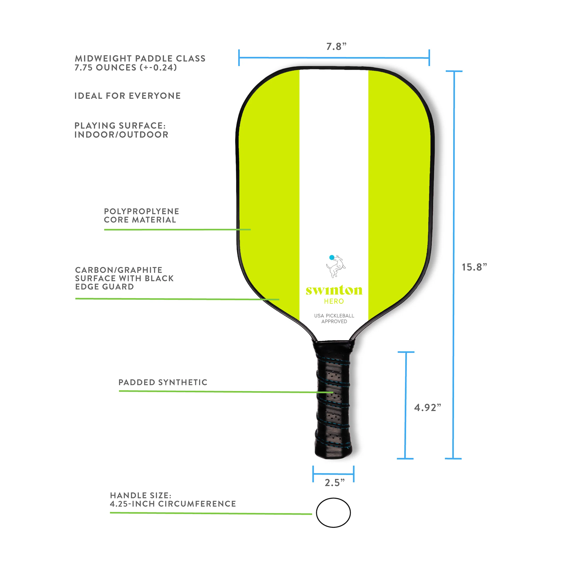 Hero Green Stripe Pickleball Paddle - Image 4