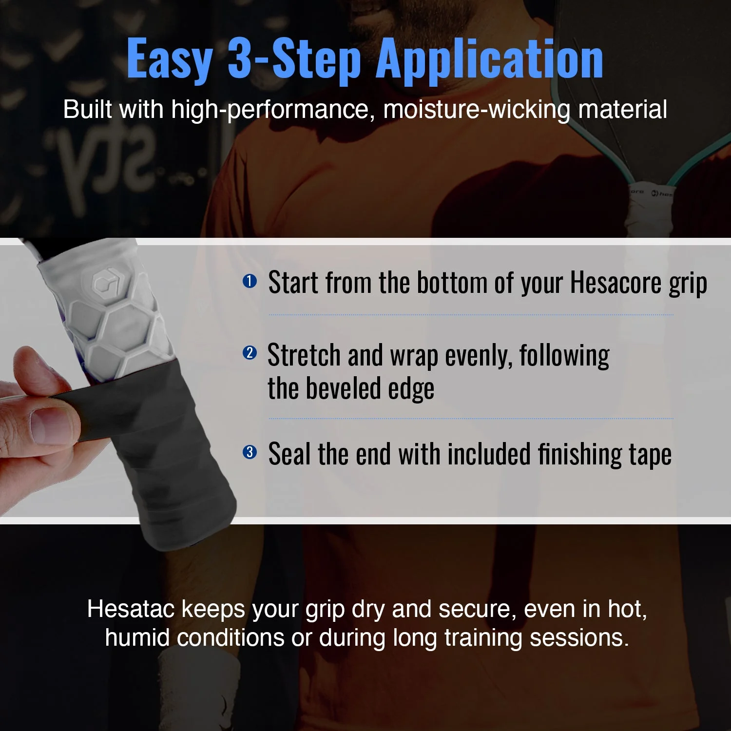 Hesacore Hesatac Overgrip – Black (6 & 12 Pack) - Image 4