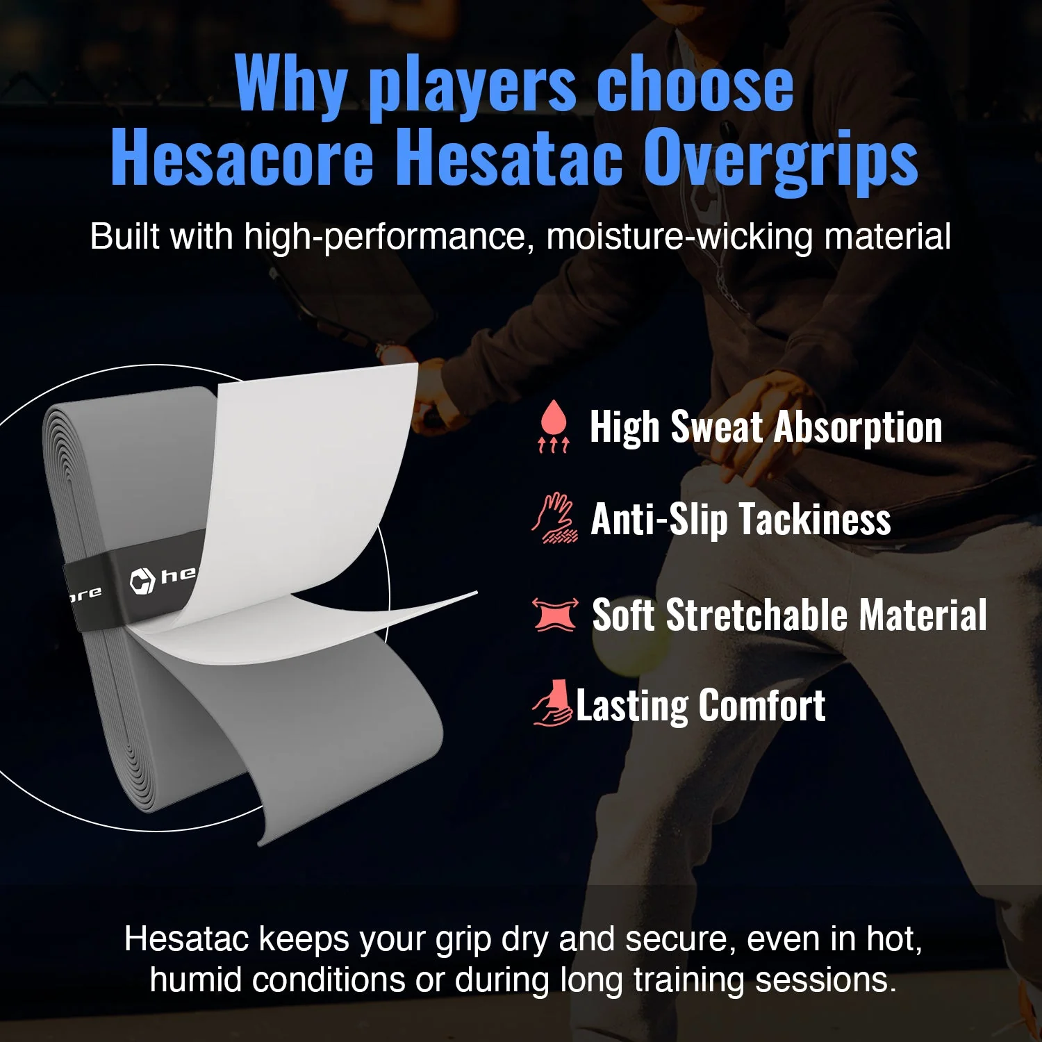Hesacore Hesatac Overgrip – Neon Green (6 & 12 Pack) - Image 5