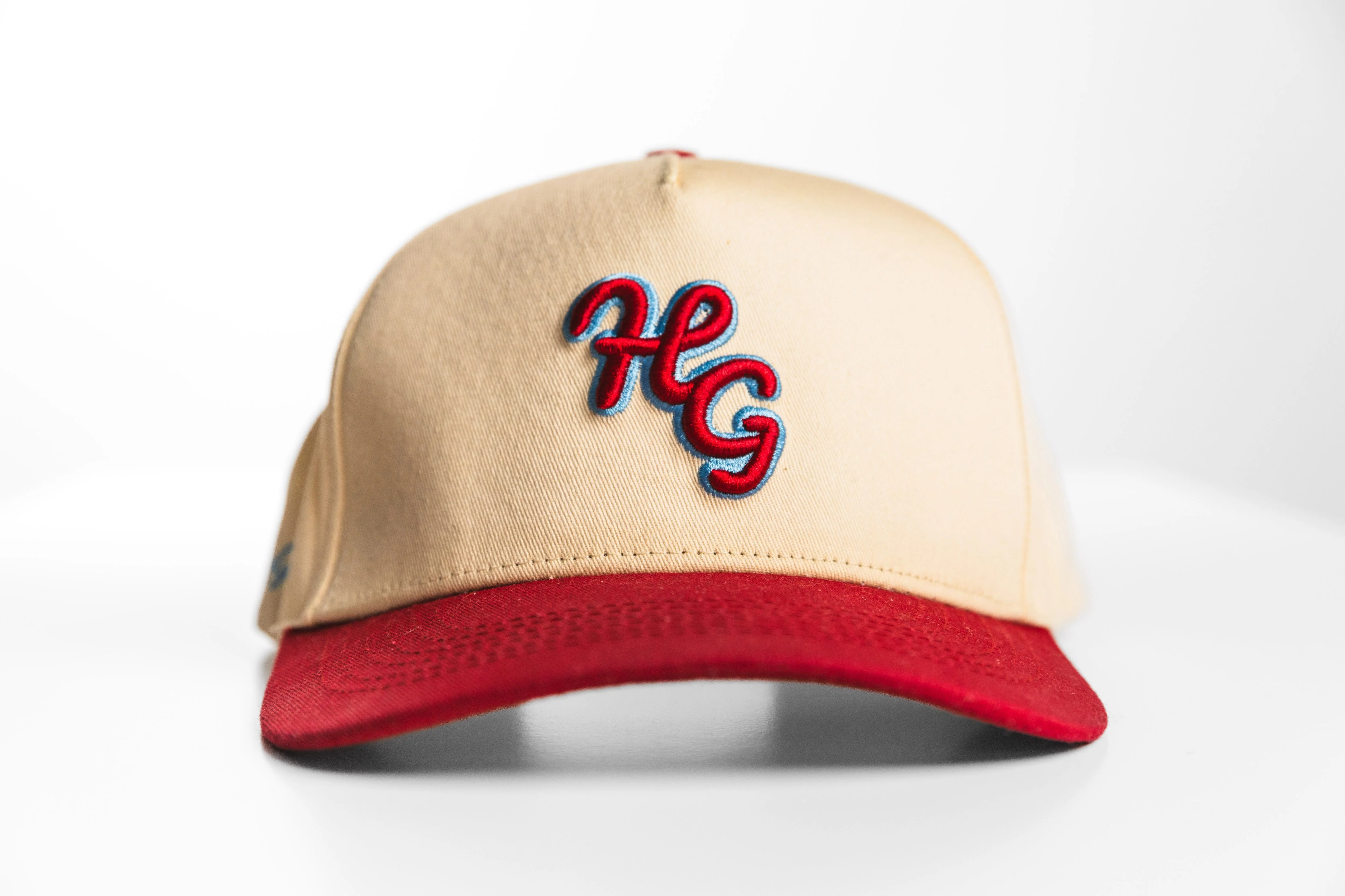 “HG” 2 Tone Cardinal and Bone SnapBack