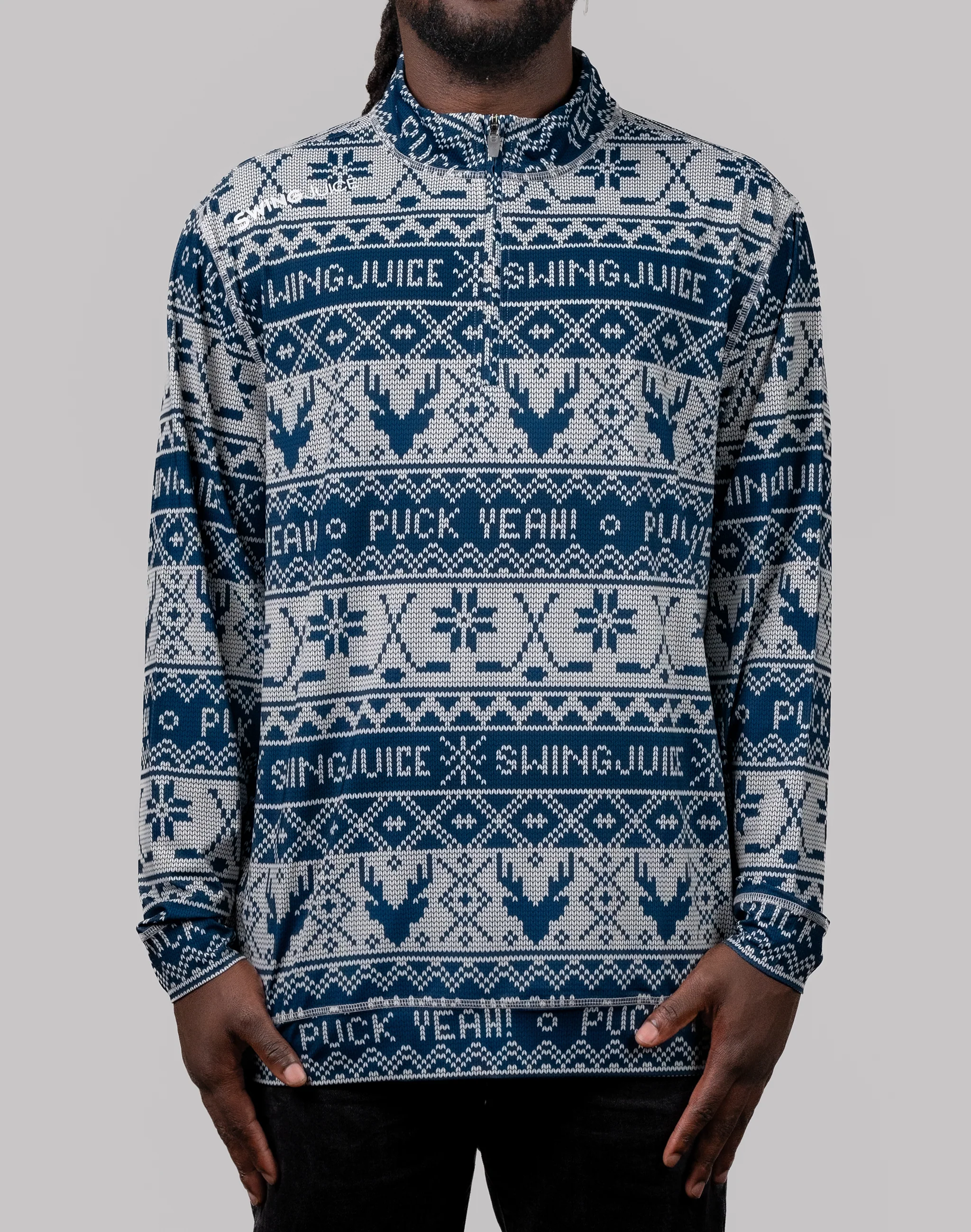 Hockey Puck Yeah Fairisle Men's Quarter Zip - Image 2