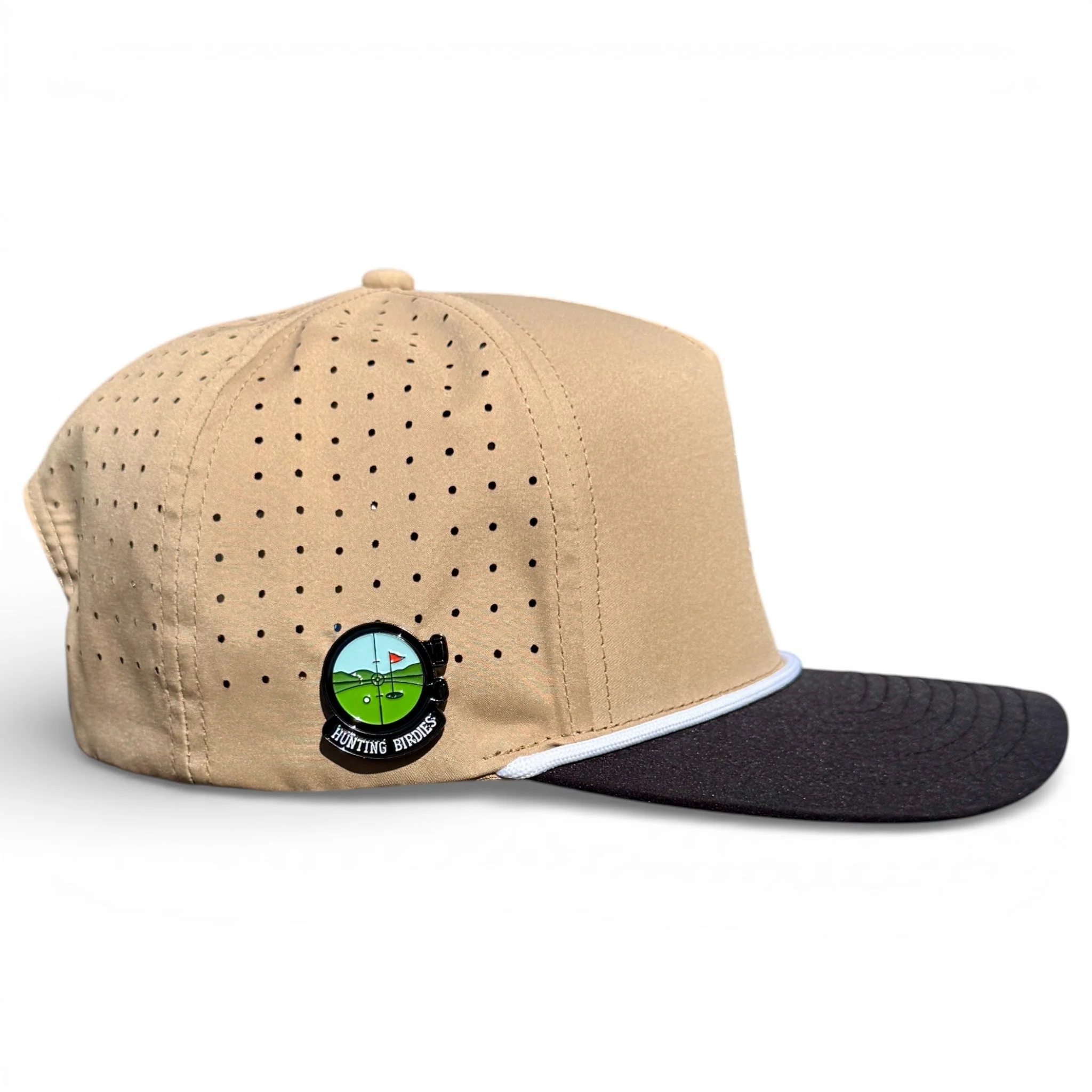 Hunting Birdies Golf Hat | Snapback Cap | Built-in Magnetic Ball Marker Holder + Marker Included | Adjustable Tan & Black - Image 3